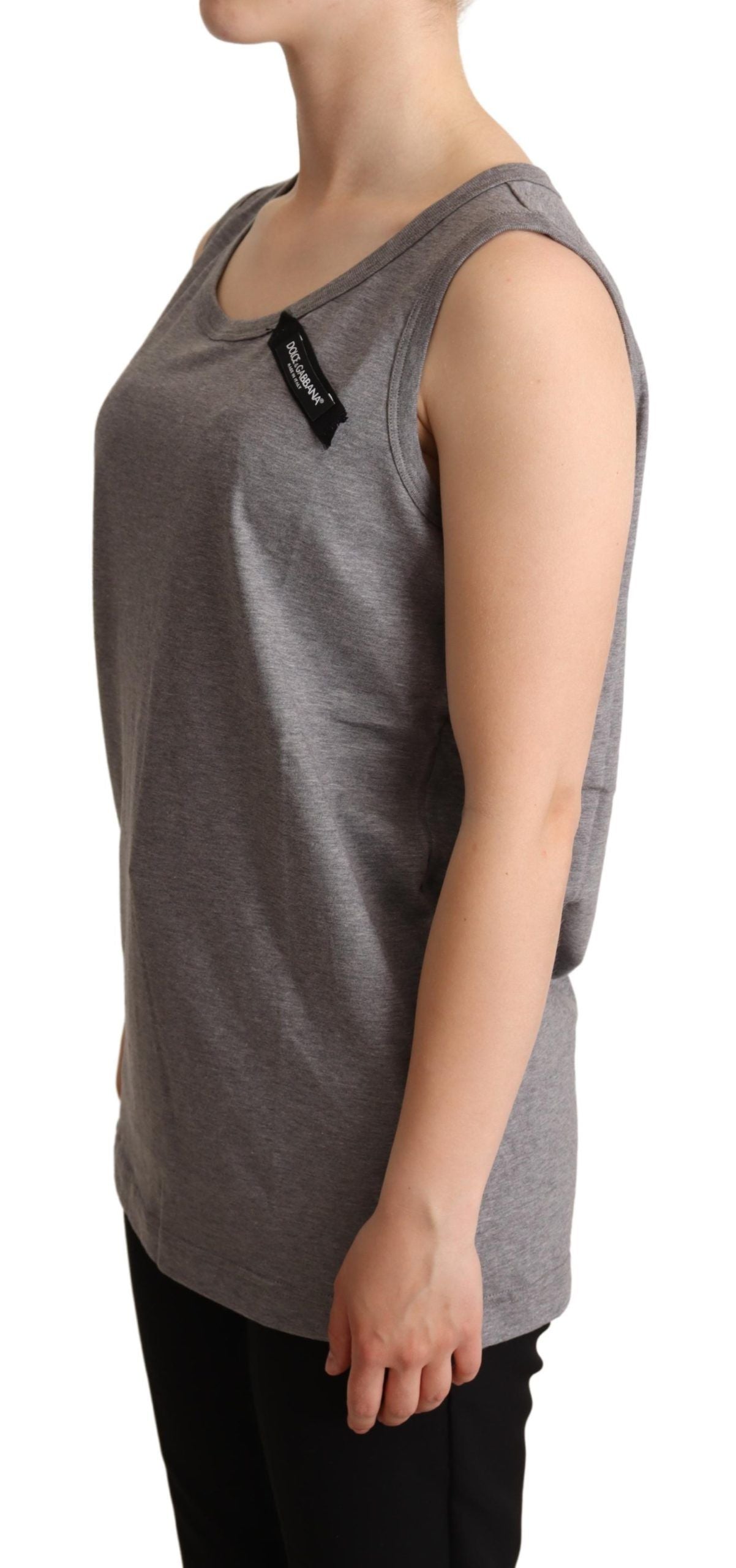 Dolce & Gabbana Elegant Gray Cotton Jersey Sleeveless Women's Tank