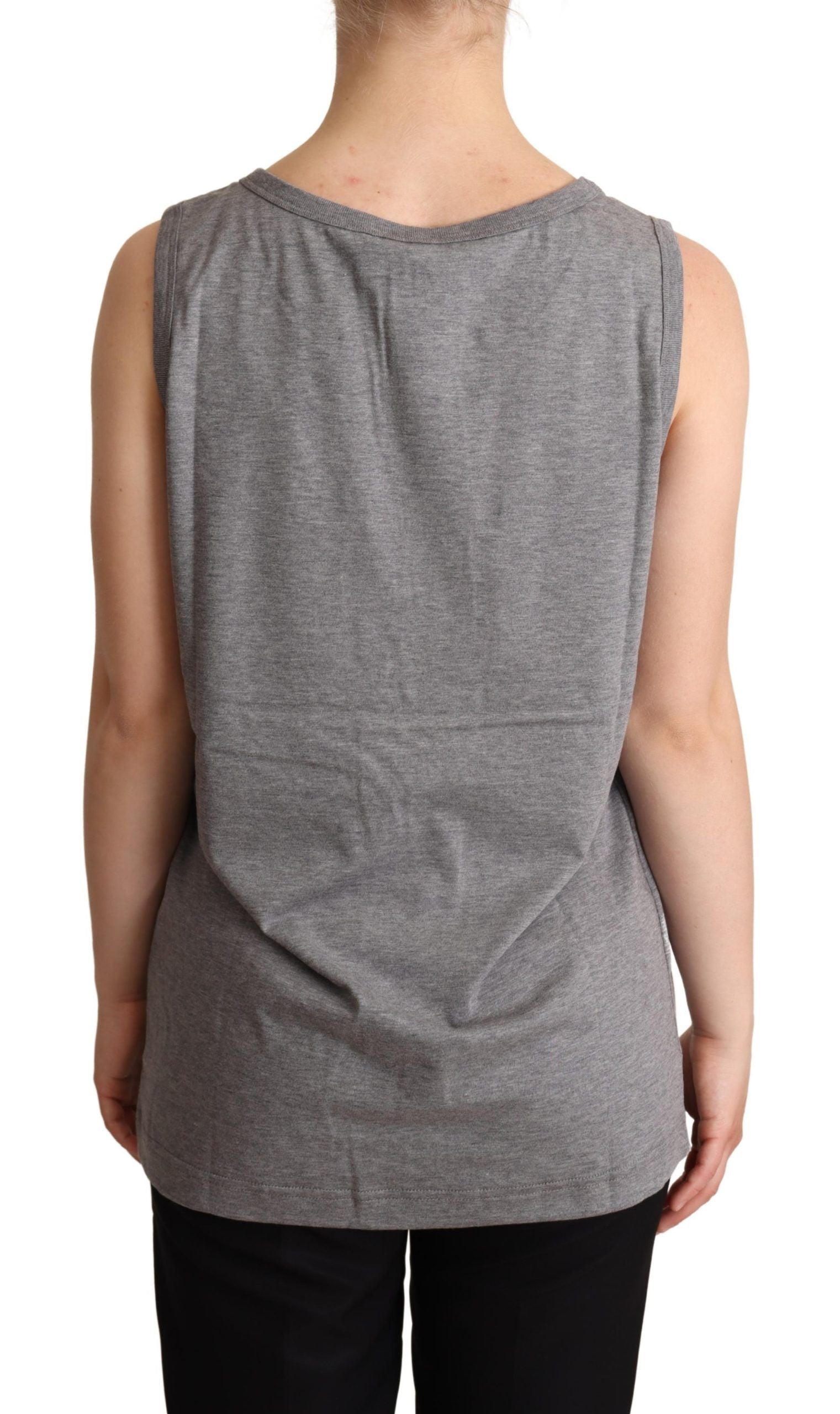 Dolce & Gabbana Elegant Gray Cotton Jersey Sleeveless Women's Tank