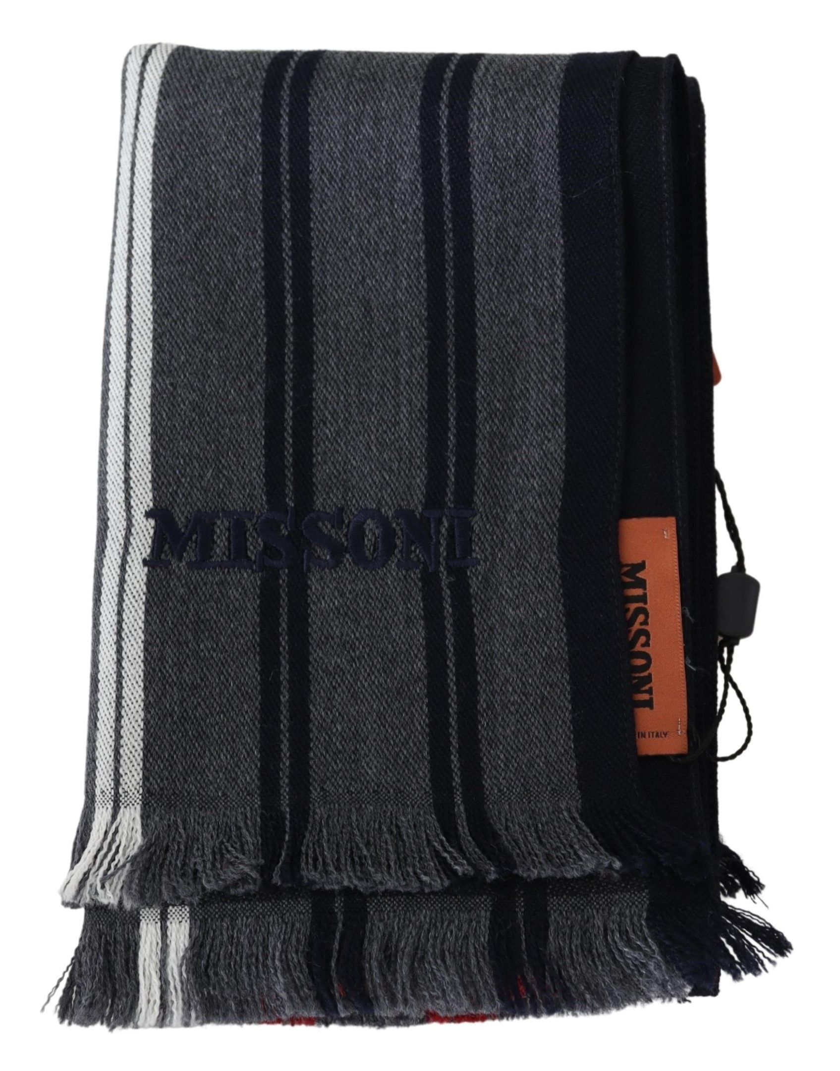 Missoni Elegant Multicolor Wool Scarf with Logo Men's Embroidery