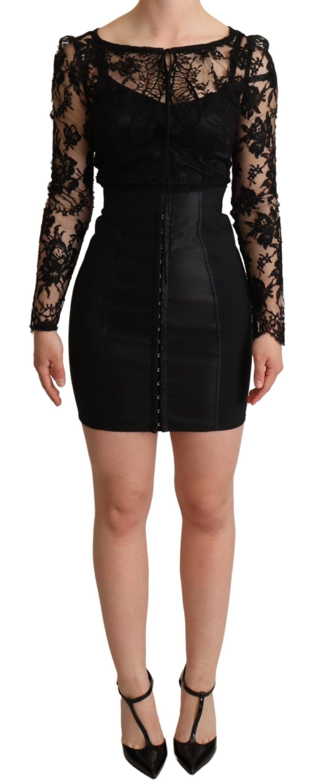 Dolce & Gabbana Elegant Black Lace Mini-Dress Women's Delight