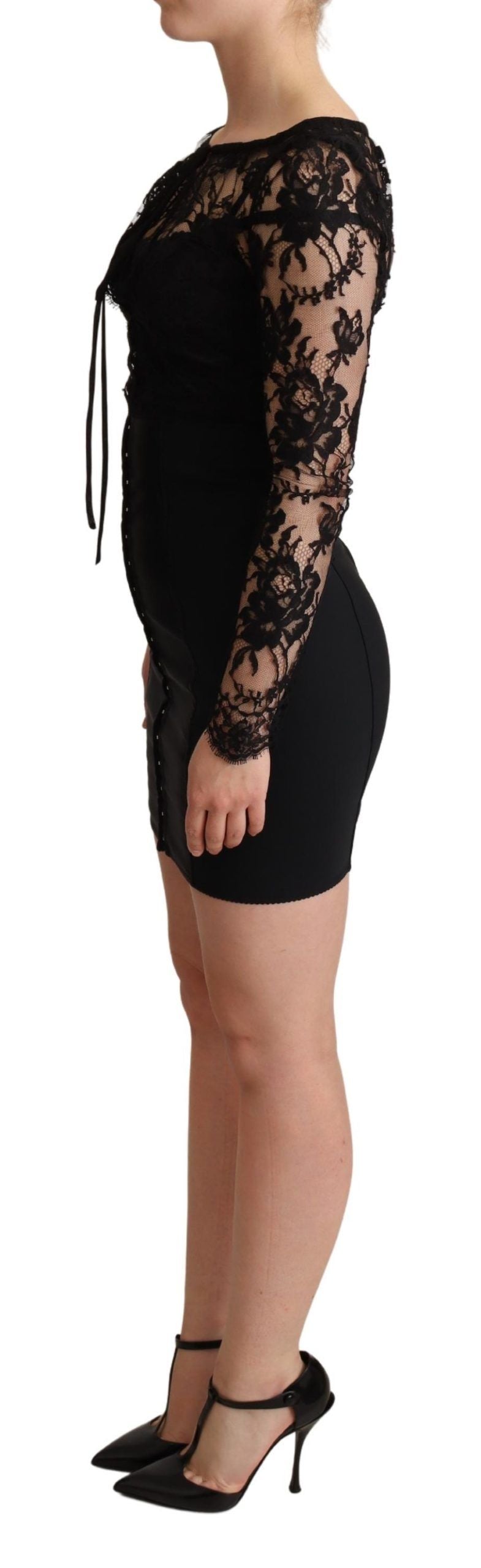 Dolce & Gabbana Elegant Black Lace Mini-Dress Women's Delight