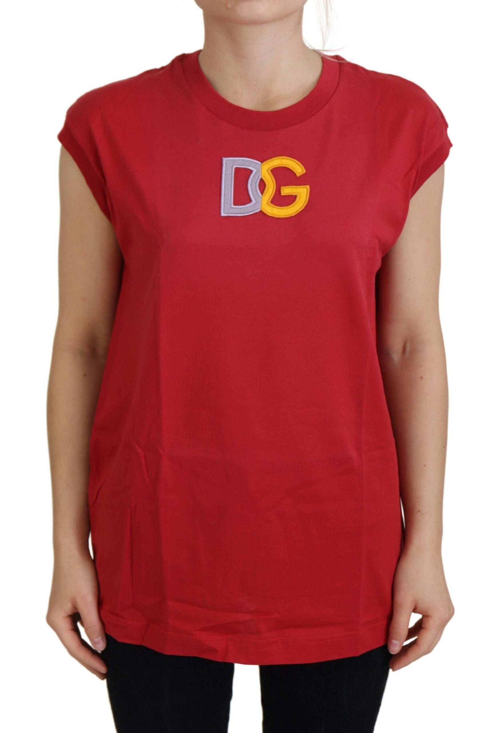 Dolce & Gabbana Elegant Red Sleeveless Cotton Tank Women's Top