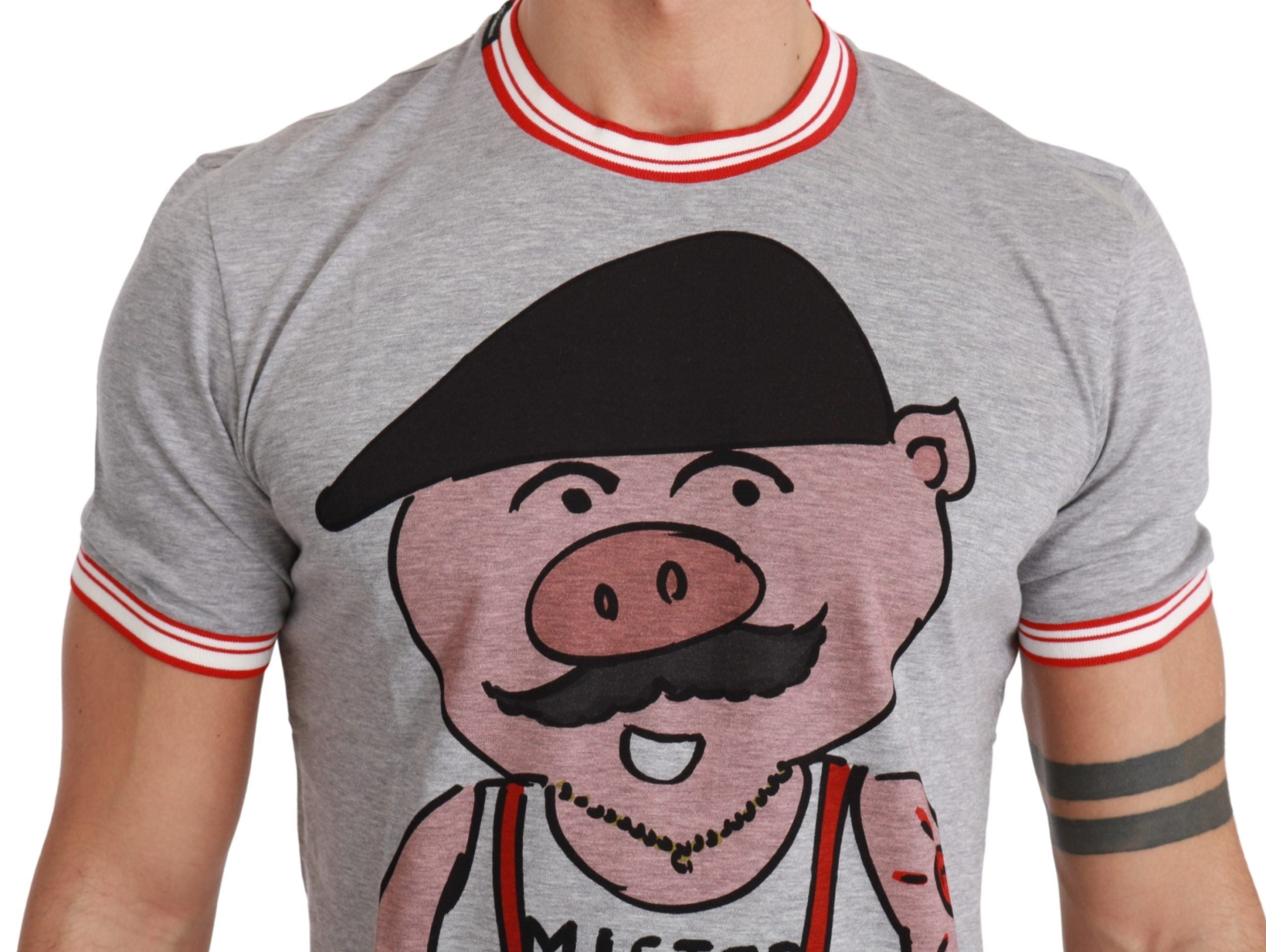 Dolce & Gabbana Gray Cotton Top 2019 Year of the Pig Men's T-shirt6