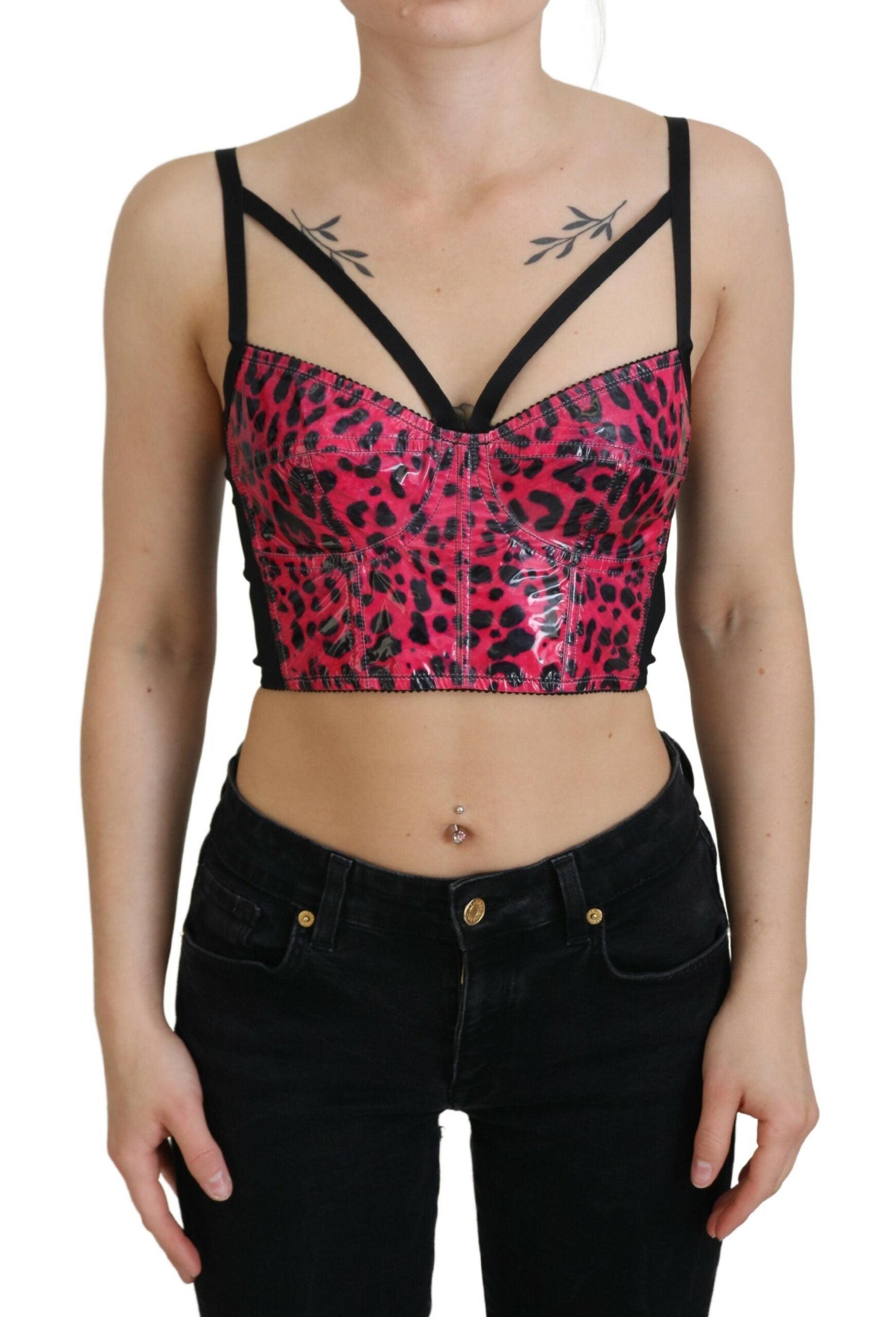 Dolce & Gabbana Leopard Print Bustier Corset Women's Top