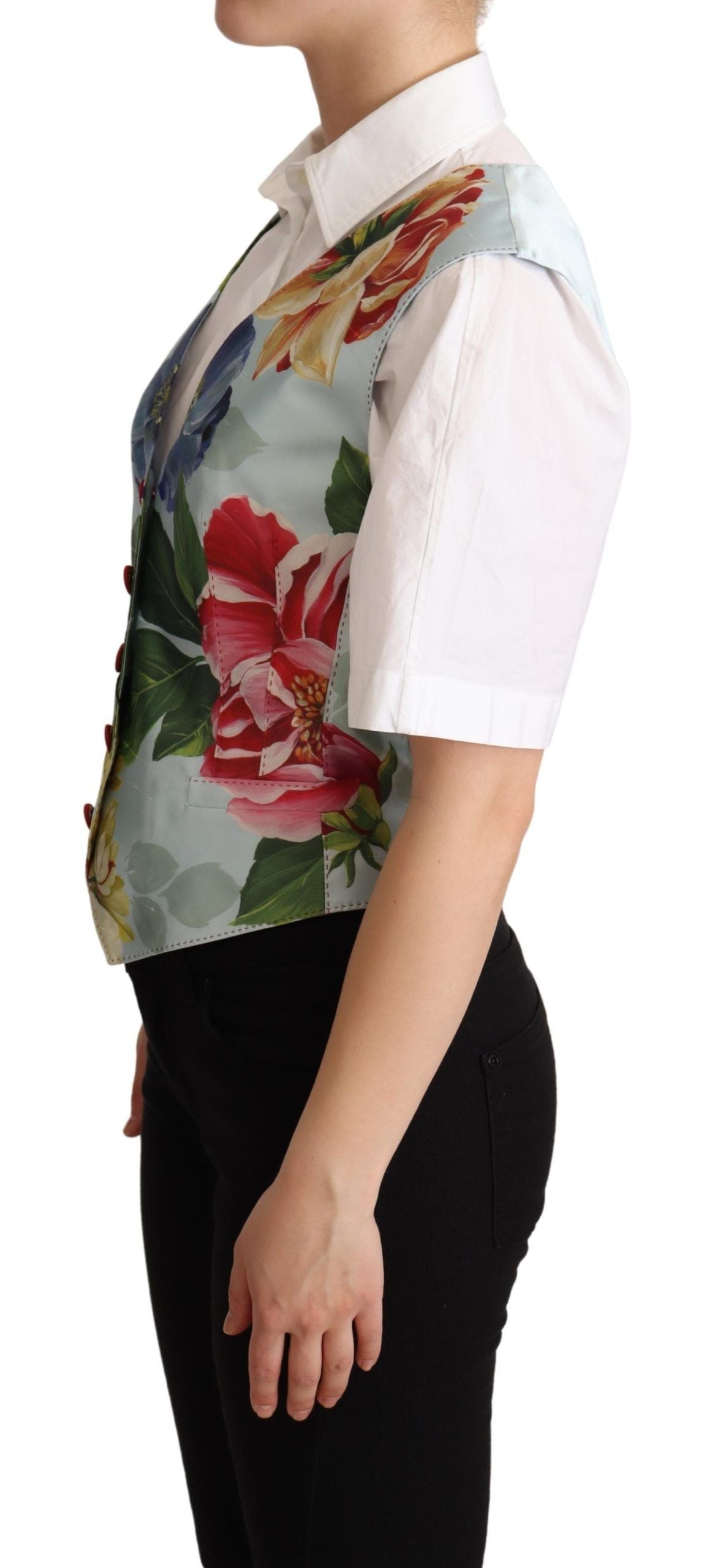 Dolce & Gabbana Elegant Floral Print Silk Women's Waistcoat