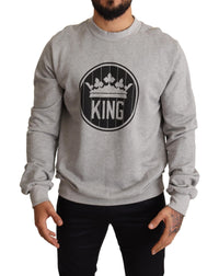 Dolce & Gabbana Gray Crown King Print Cotton Men's Sweater1