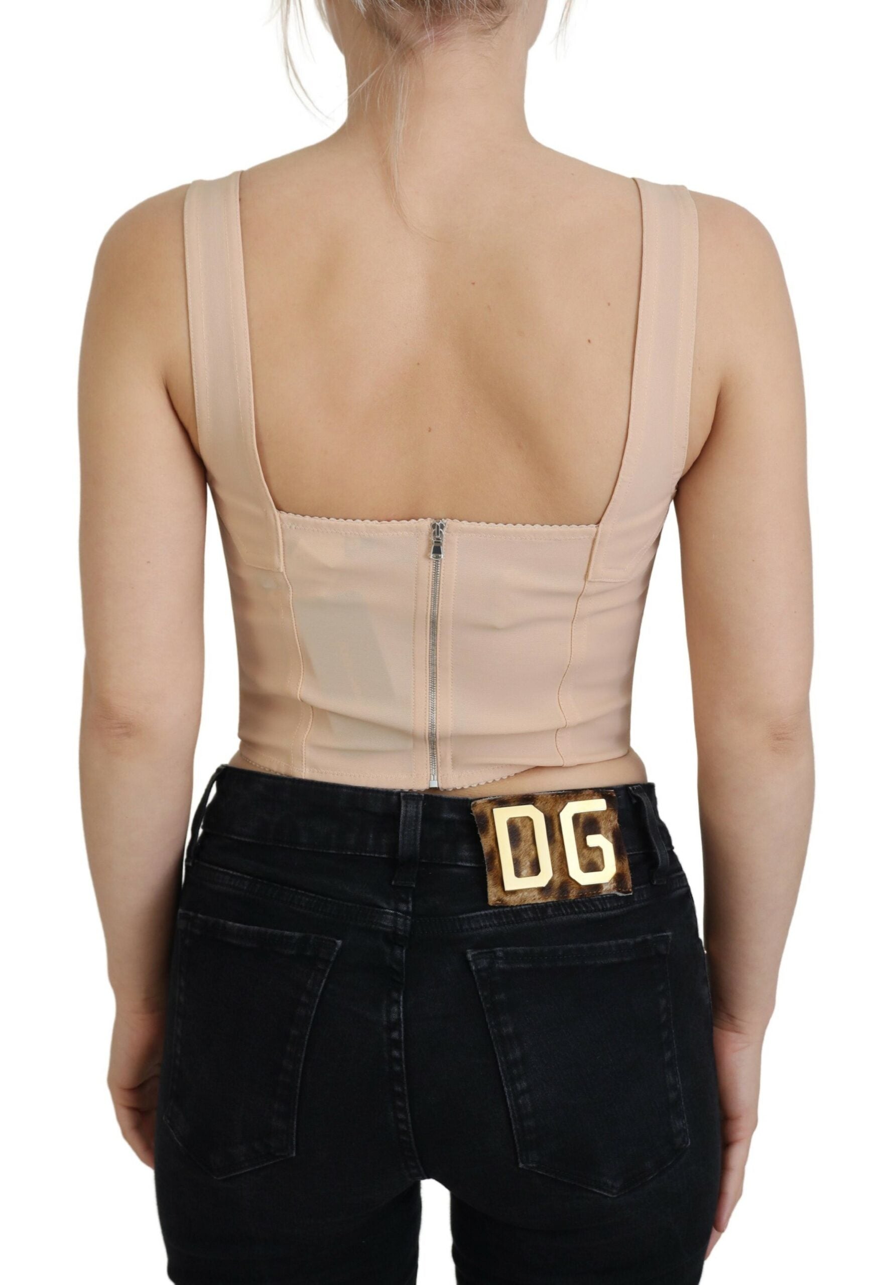 Dolce & Gabbana Elegant Beige Bustier Corset Women's Top