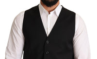 Dolce & Gabbana Black Wool Formal Waistcoat Men's Dress8