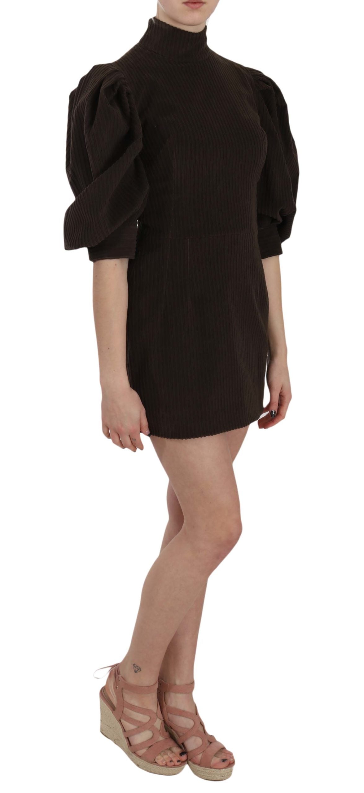 Dolce & Gabbana Chic Brown Corduroy Bodycon Mini Women's Dress