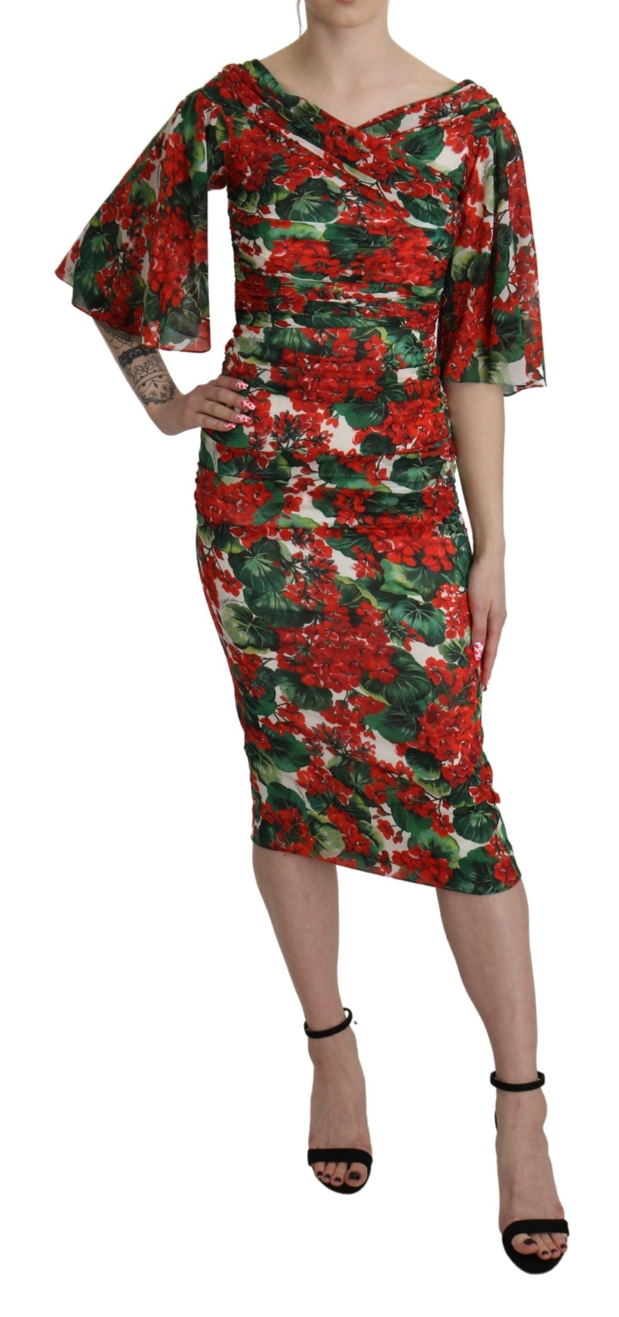 Dolce & Gabbana Enchanting Floral Midi Sheath Women's Dress