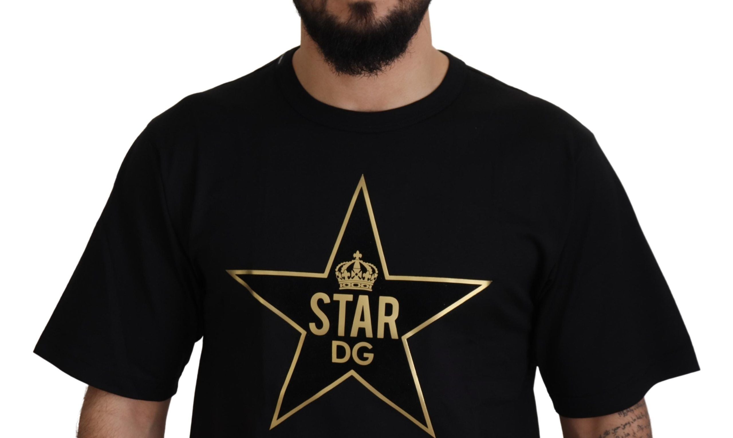 Dolce & Gabbana Gold Star DG Emblem Crewneck Men's Tee