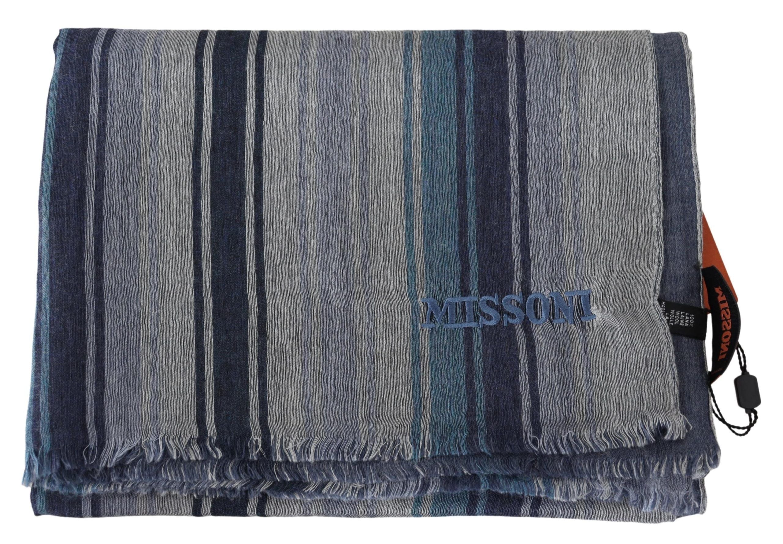 Missoni Elegant Multicolor Wool Scarf with Logo Men's Embroidery