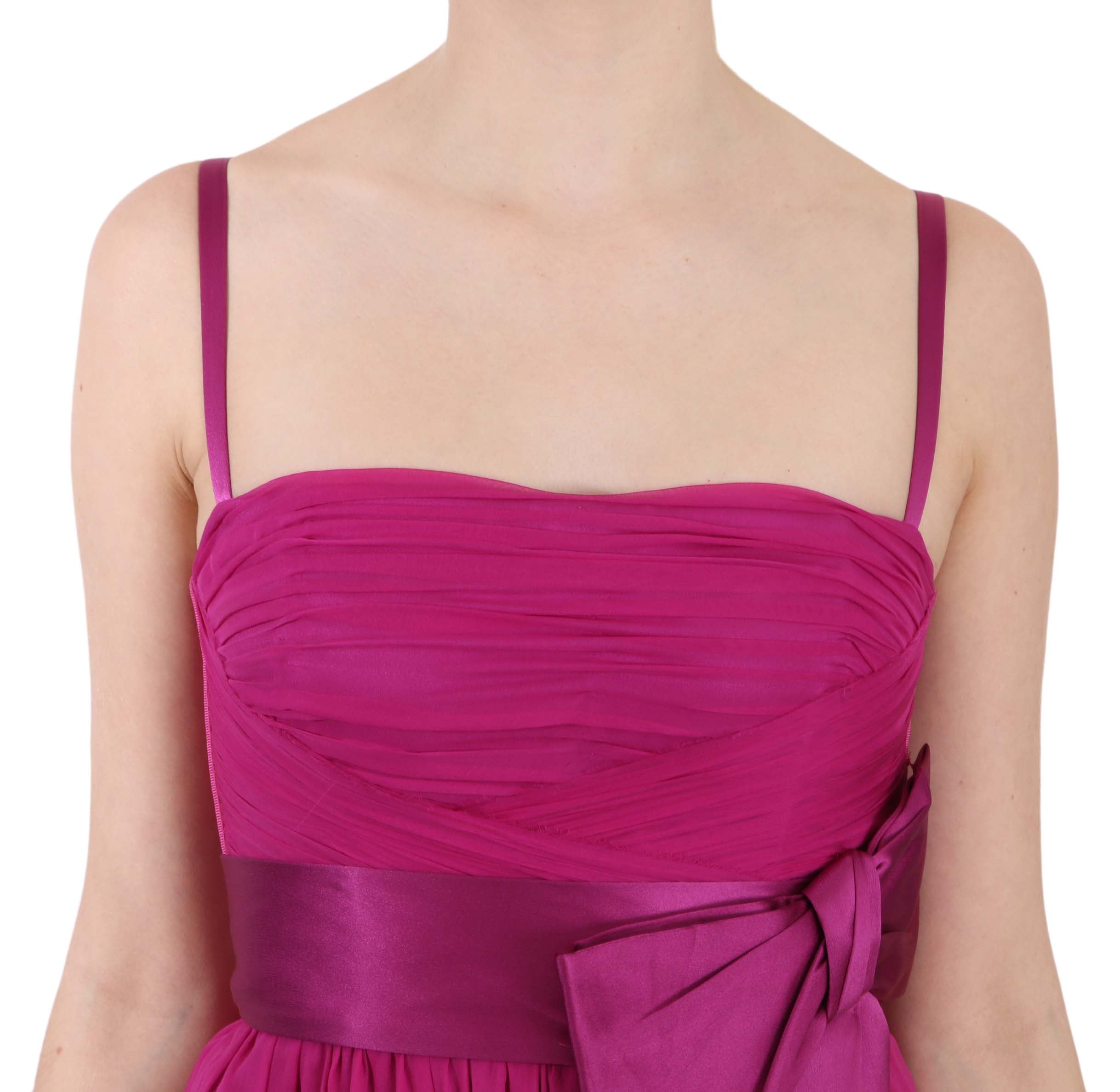 Dolce & Gabbana Elegant Fuchsia Pink Silk Bow Front Women's Dress