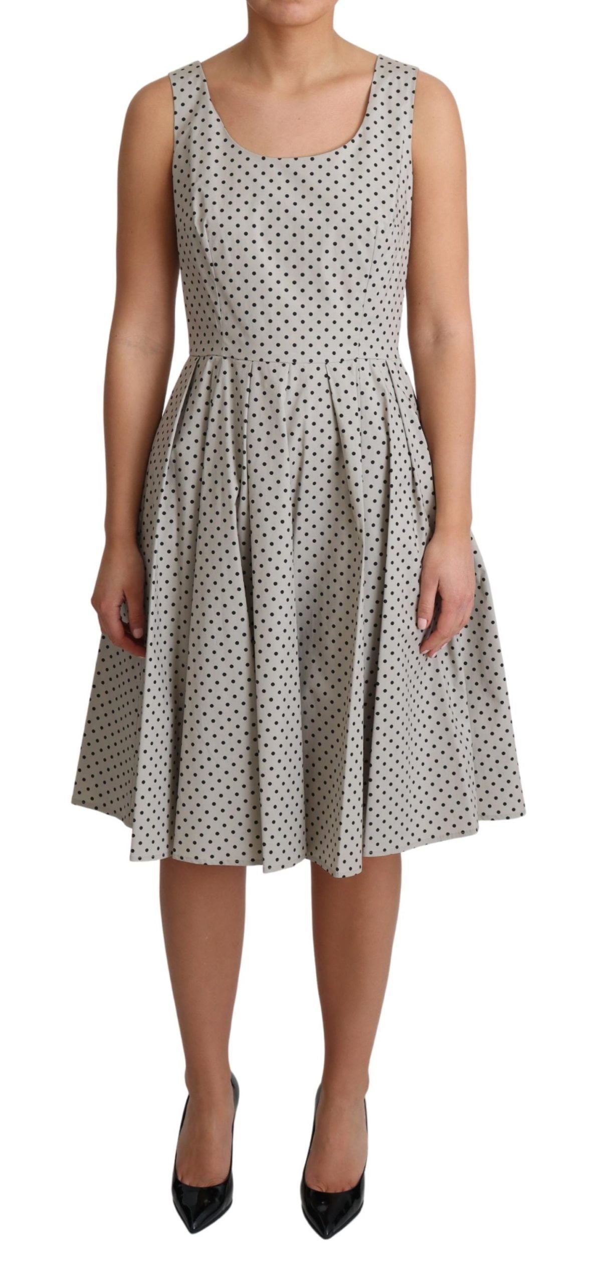 Dolce & Gabbana Polka-Dotted Beige Sleeveless A-line Women's Dress