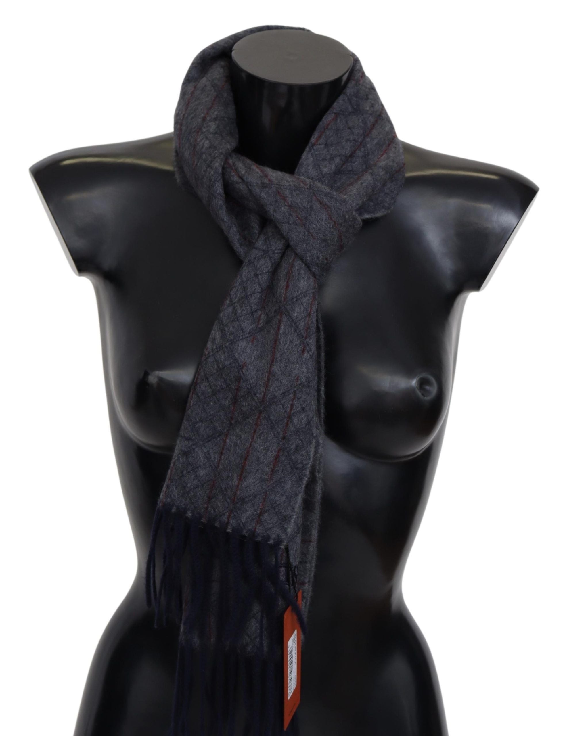 Missoni Elegant Cashmere Patterned Scarf with Logo Men's Embroidery