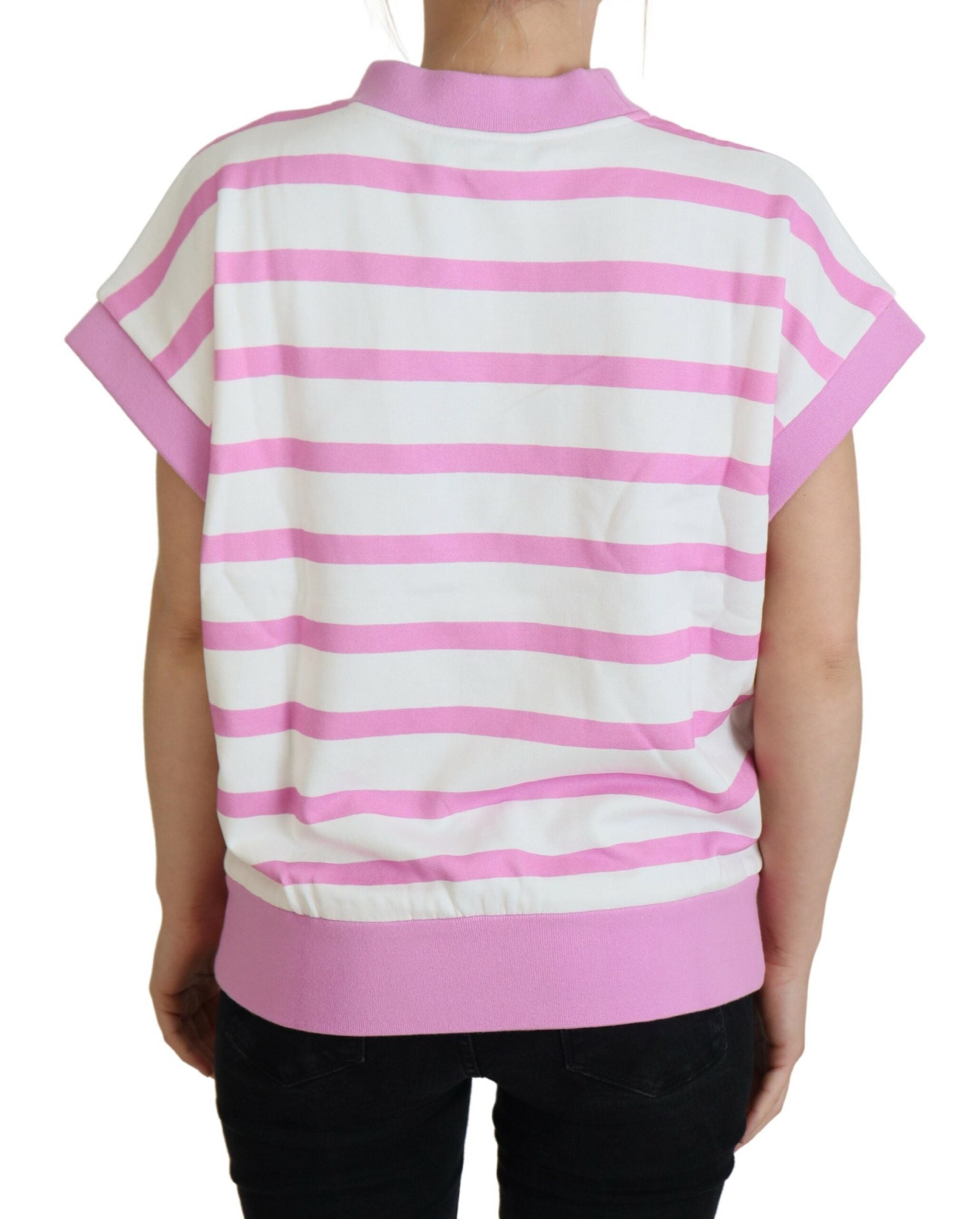 Dolce & Gabbana Exclusive Striped Cotton Crew Neck Women's Tee