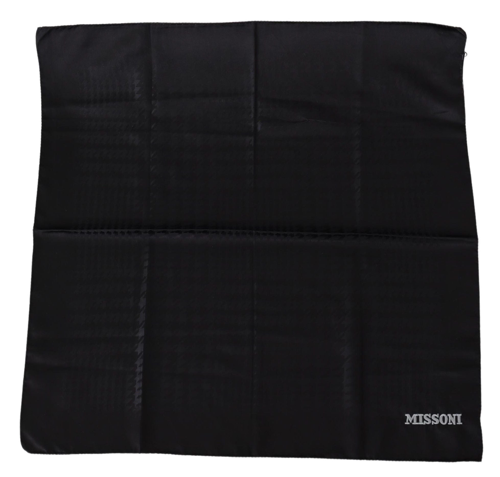 Missoni Elegant Black Wool Scarf with Logo Men's Embroidery