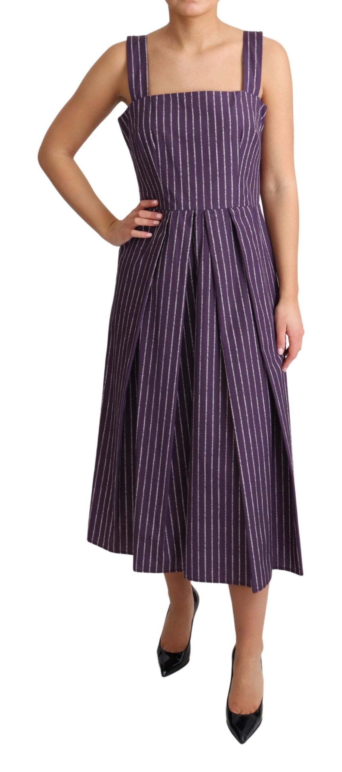 Dolce & Gabbana Elegant Sleeveless A-Line Purple Stripe Women's Dress