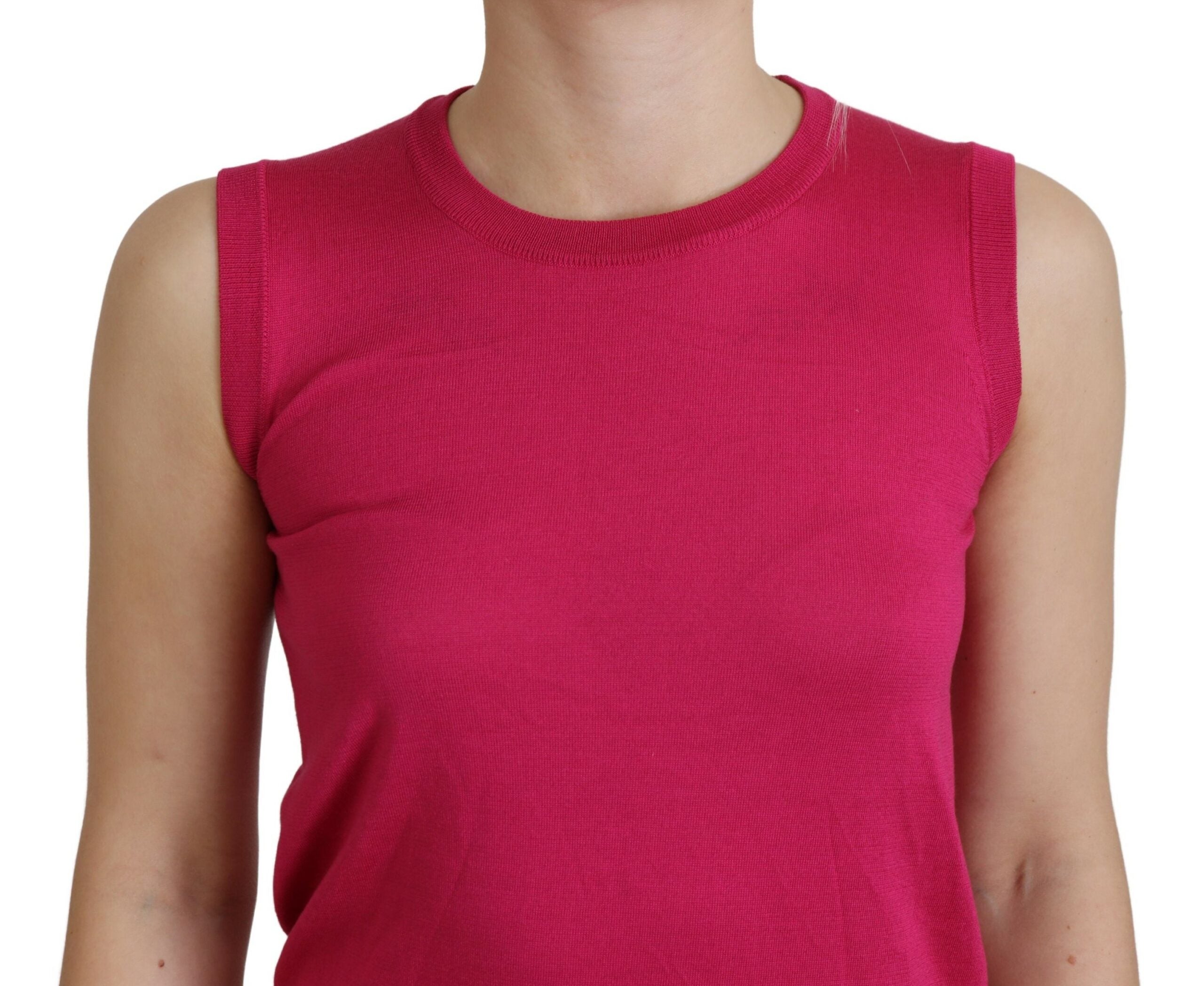 Dolce & Gabbana Chic Pink Silk Sleeveless Tank Top Women's Vest