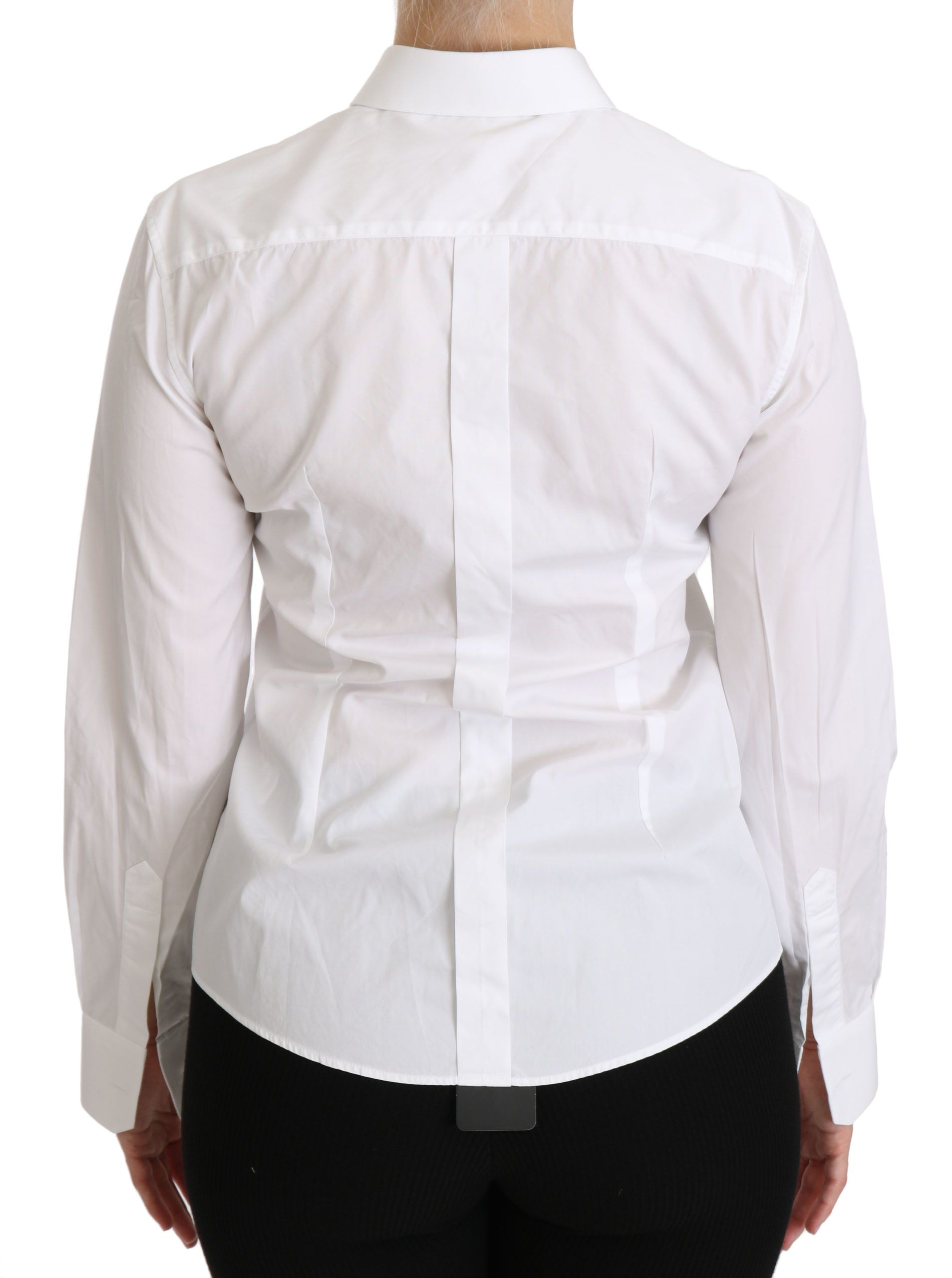 Dolce & Gabbana Elegant White Collared Long Sleeve Polo Women's Top