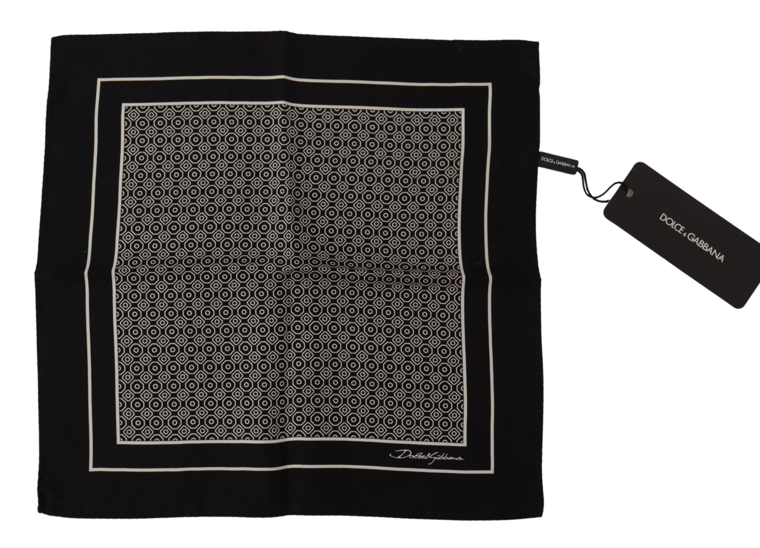 Dolce & Gabbana Elegant Black Silk Geometric Scarf for Men's Men