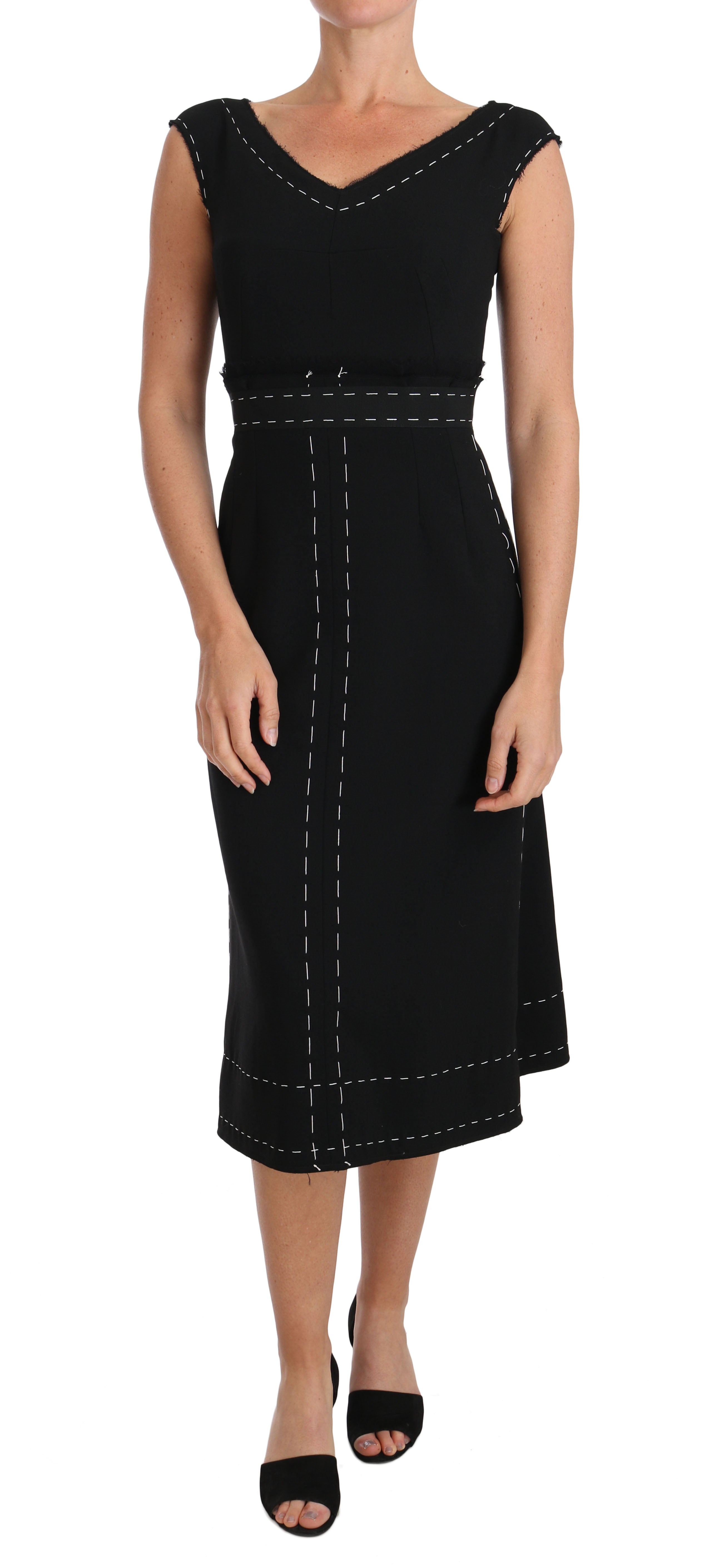 Dolce & Gabbana Elegant Black Sheath Wool Women's Dress2