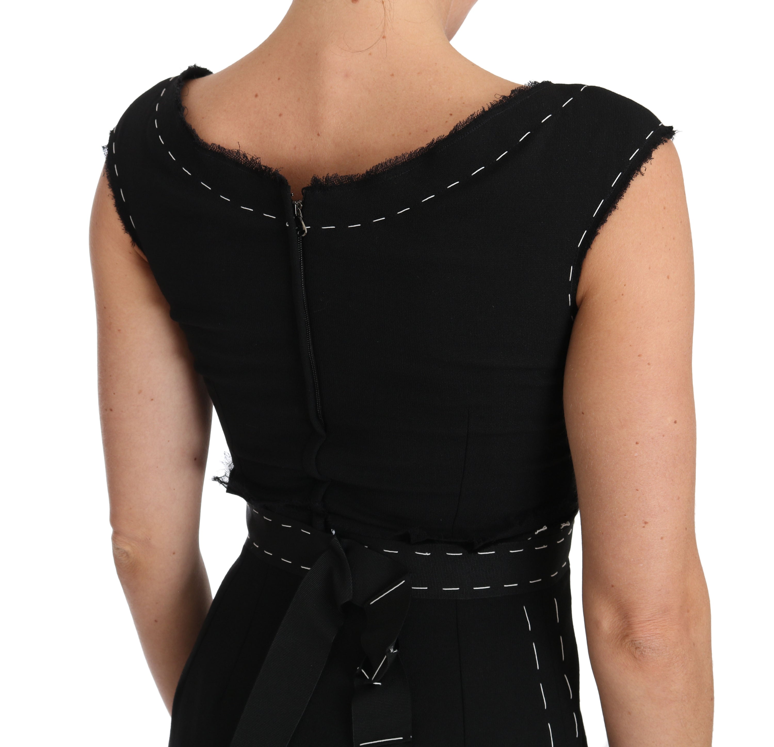 Dolce & Gabbana Elegant Black Sheath Wool Women's Dress