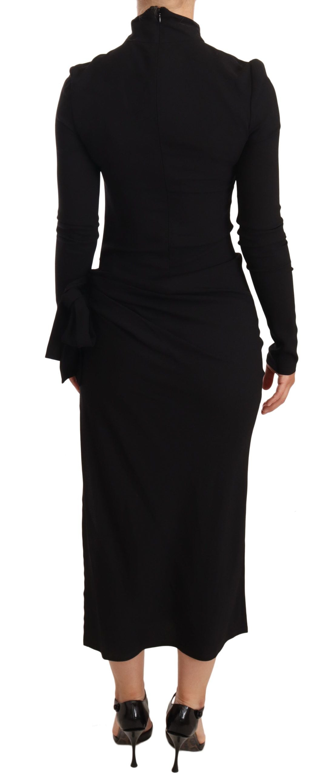 Dolce & Gabbana Elegant Black Turtleneck Sheath Women's Dress