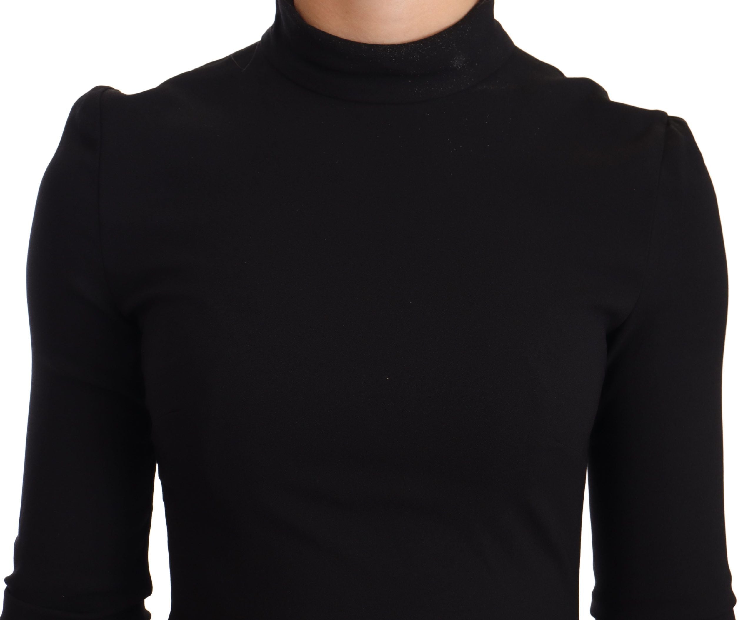 Dolce & Gabbana Elegant Black Turtleneck Sheath Women's Dress