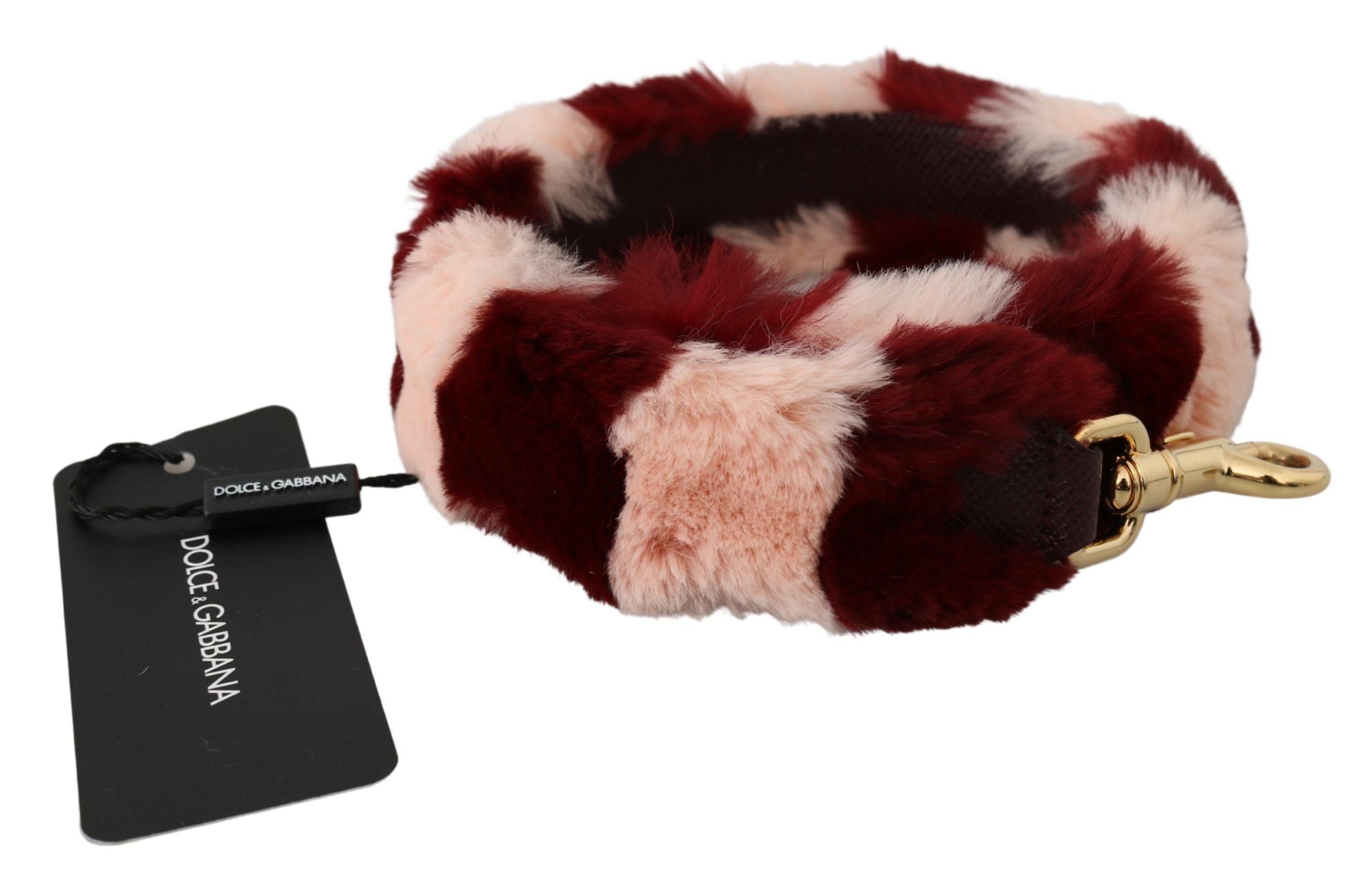 Dolce & Gabbana Bordeaux Pink Fur Shoulder Strap Luxury Women's Accessory