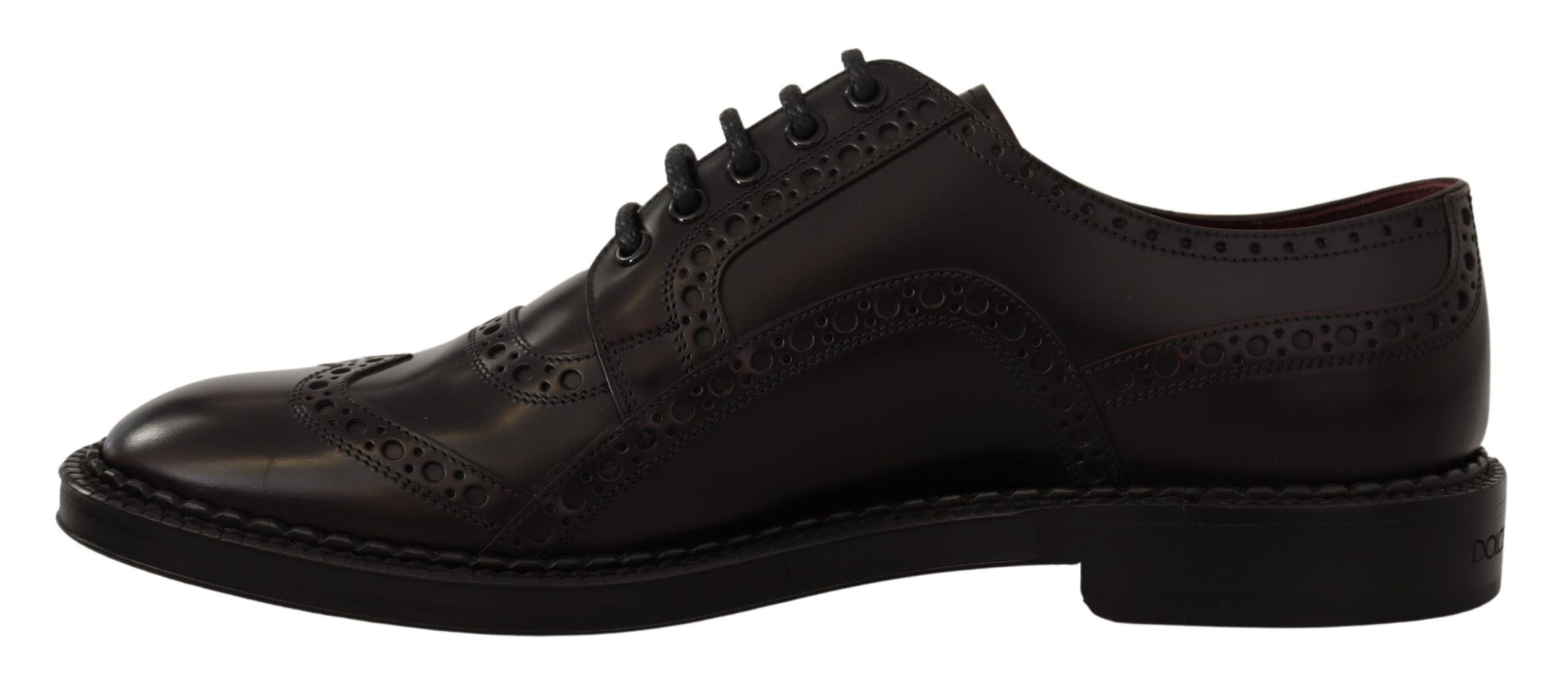 Dolce & Gabbana Elegant Purple Leather Derby Formal Men's Shoes