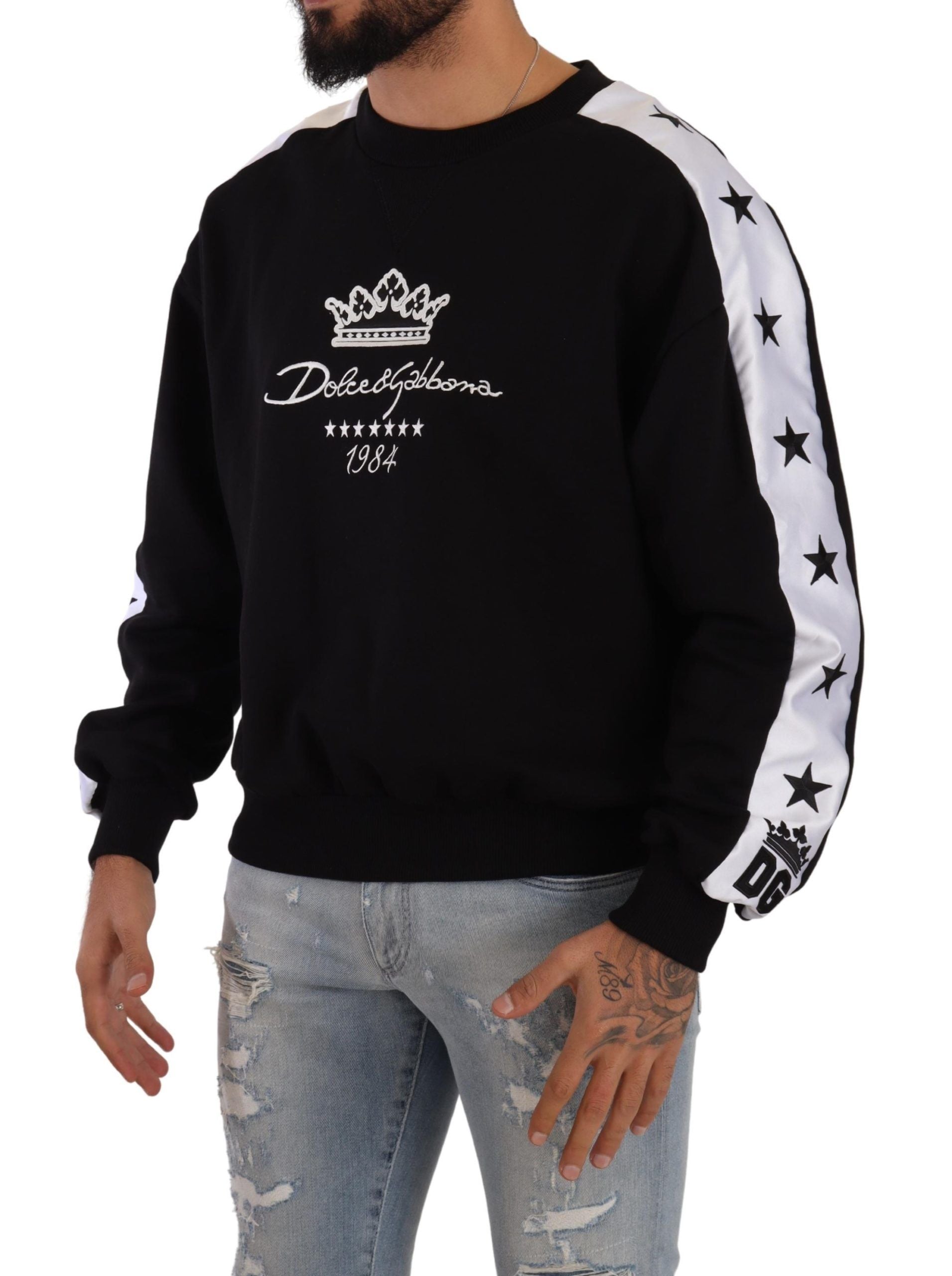 Dolce & Gabbana Elegant Crown 1984 Crewneck Men's Sweater3