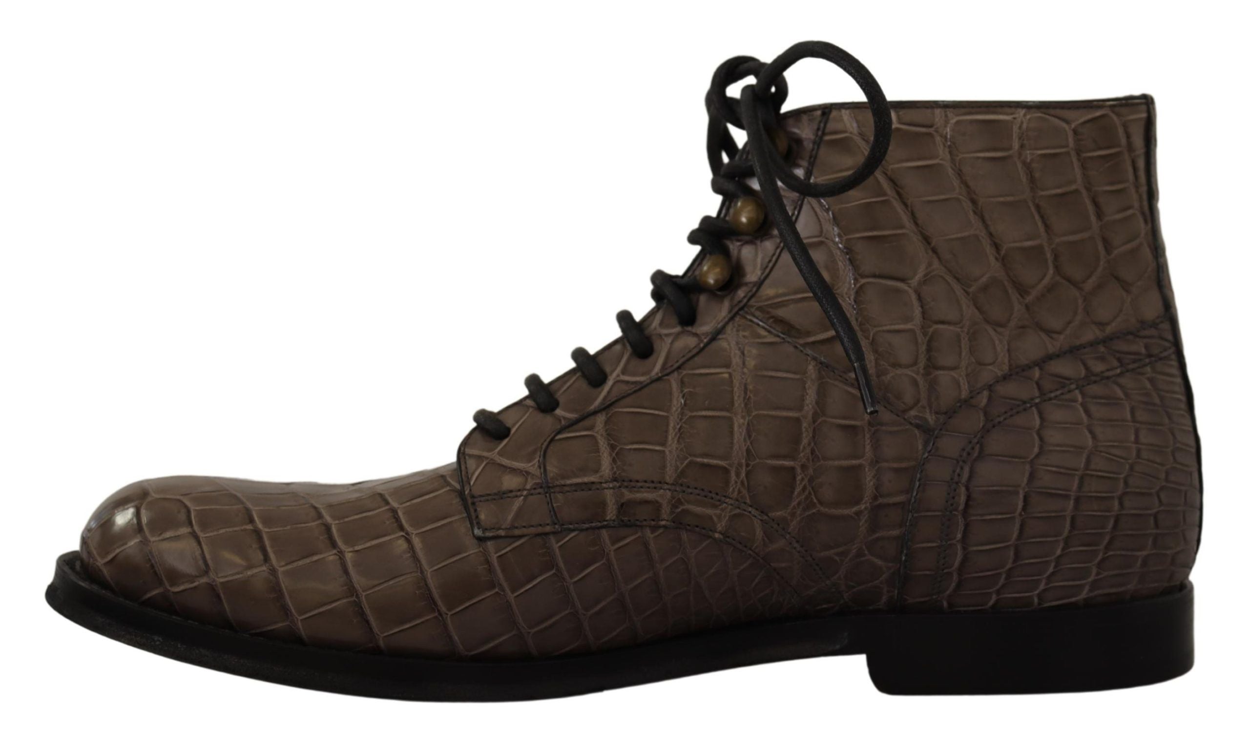 Dolce & Gabbana Elegant Crocodile Derby Brogue Men's Boots