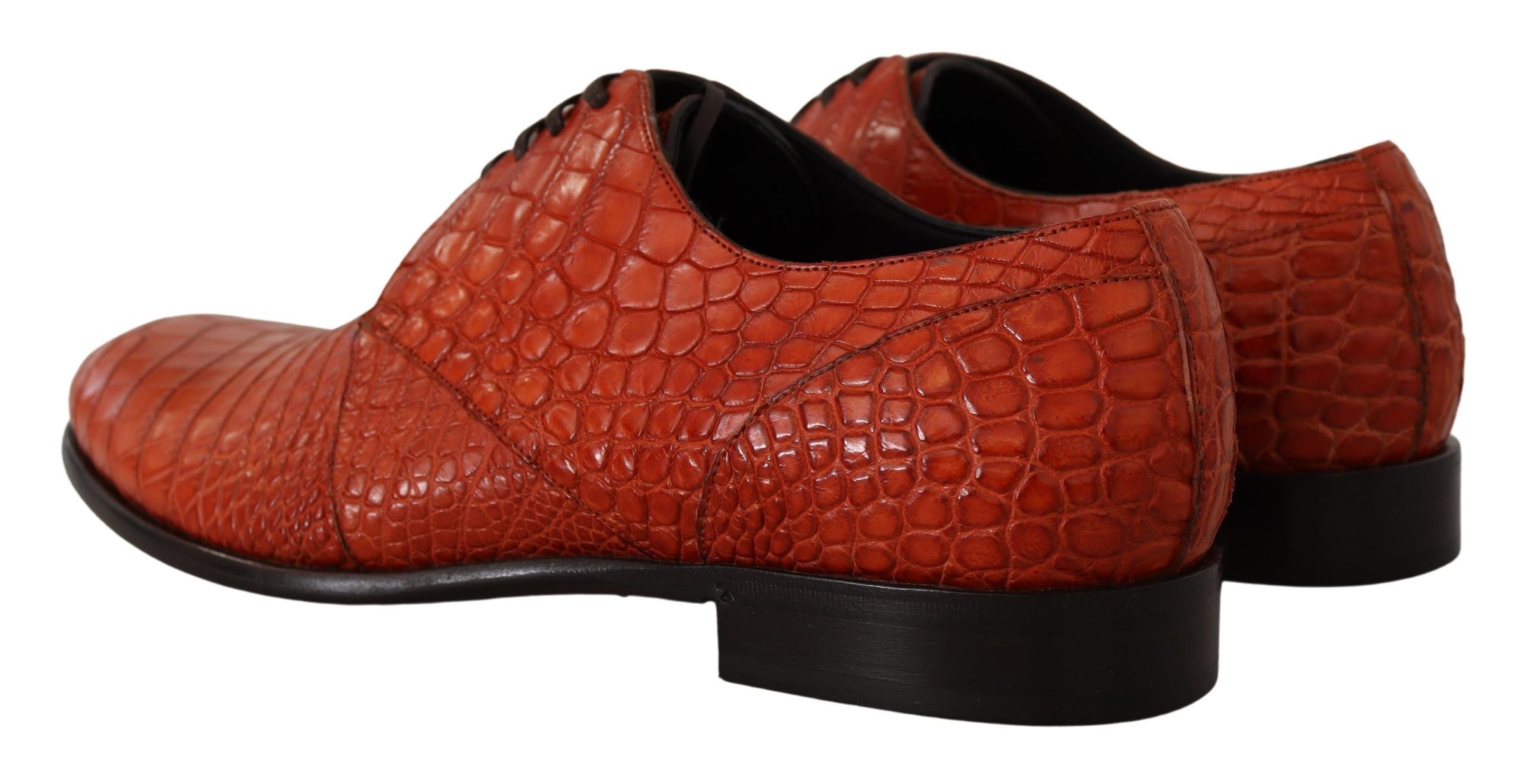 Dolce & Gabbana Exotic Orange Croc Leather Laceup Dress Men's Shoes