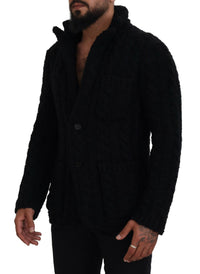 Dolce & Gabbana Black Wool Knit Button Cardigan Men's Sweater3