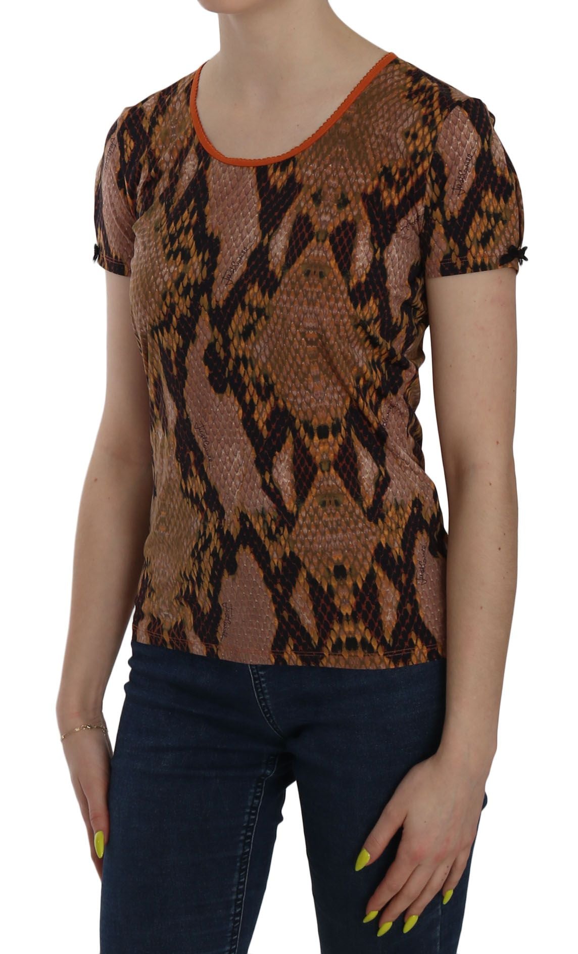 Just Cavalli Alluring Brown Snake Skin Pattern Women's Blouse10