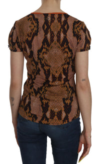 Just Cavalli Alluring Brown Snake Skin Pattern Women's Blouse4