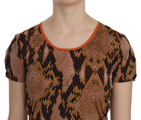 Just Cavalli Alluring Brown Snake Skin Pattern Women's Blouse5