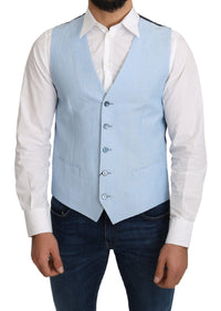 Dolce & Gabbana Blue Viscose Stretch Formal Coat Men's Vest9