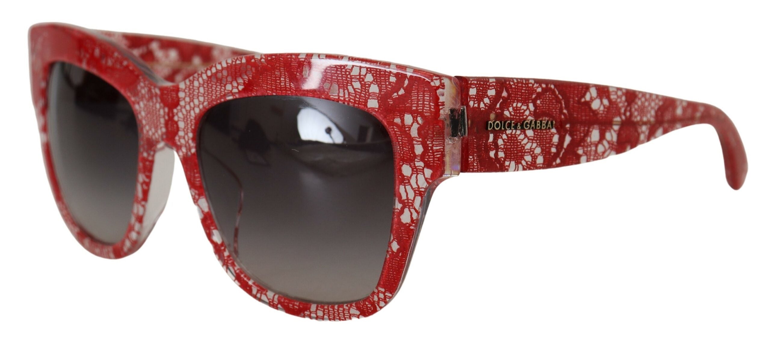 Dolce & Gabbana Elegant Red Lace Detail Women's Sunglasses