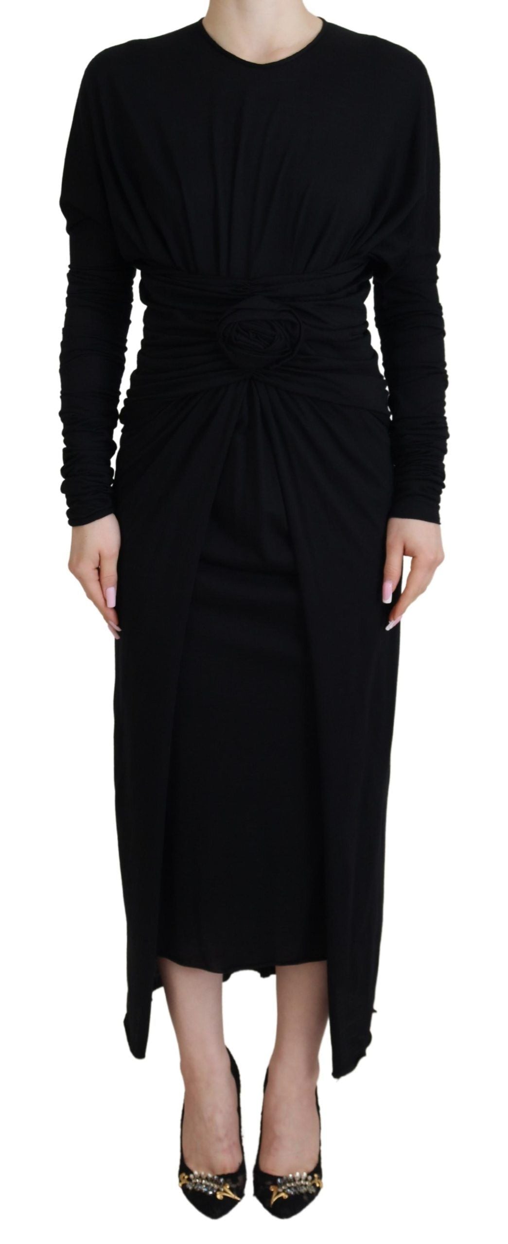 Dolce & Gabbana Elegant Sheath Wrap Dress with Long Women's Sleeves2