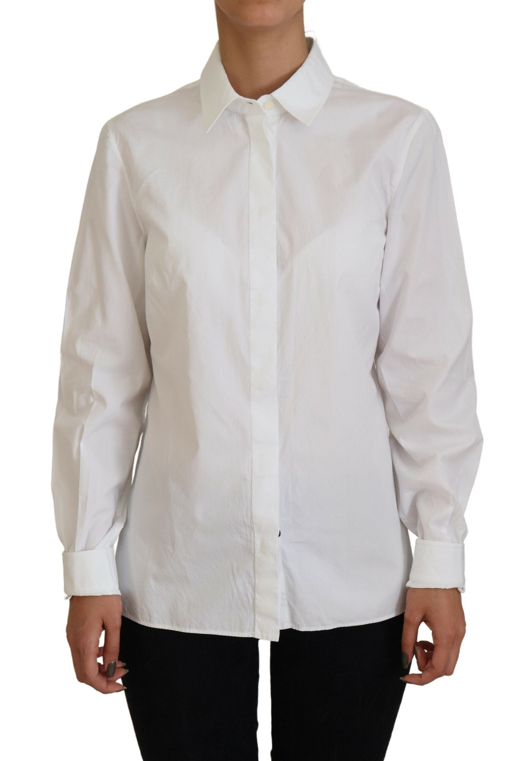 Dolce & Gabbana Elegant White Cotton Button-Up Women's Top