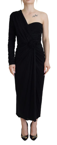 Dolce & Gabbana Elegant Black Sheath Wrap Wool Women's Dress1