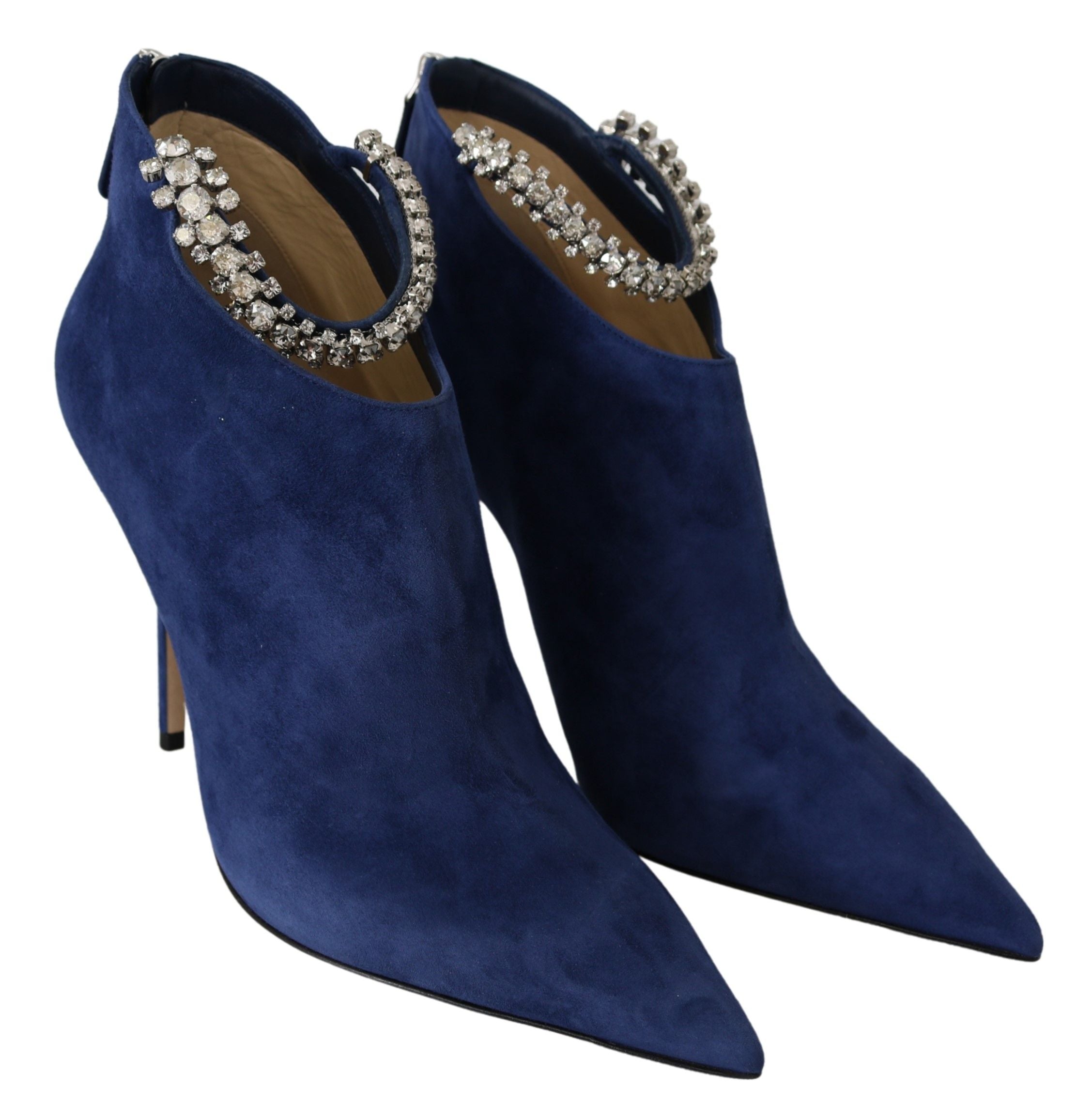 Jimmy Choo Pop Blue Crystal-Strap Heeled Women's Boots