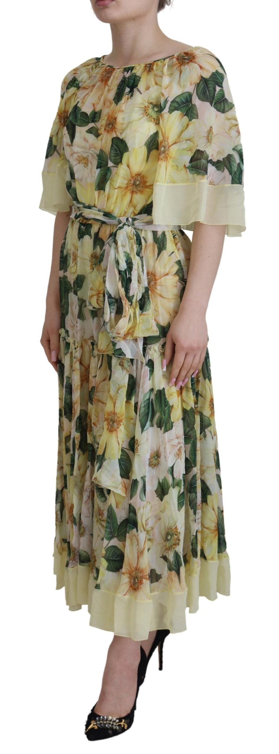 Dolce & Gabbana Floral Silk Pleated Maxi Women's Dress