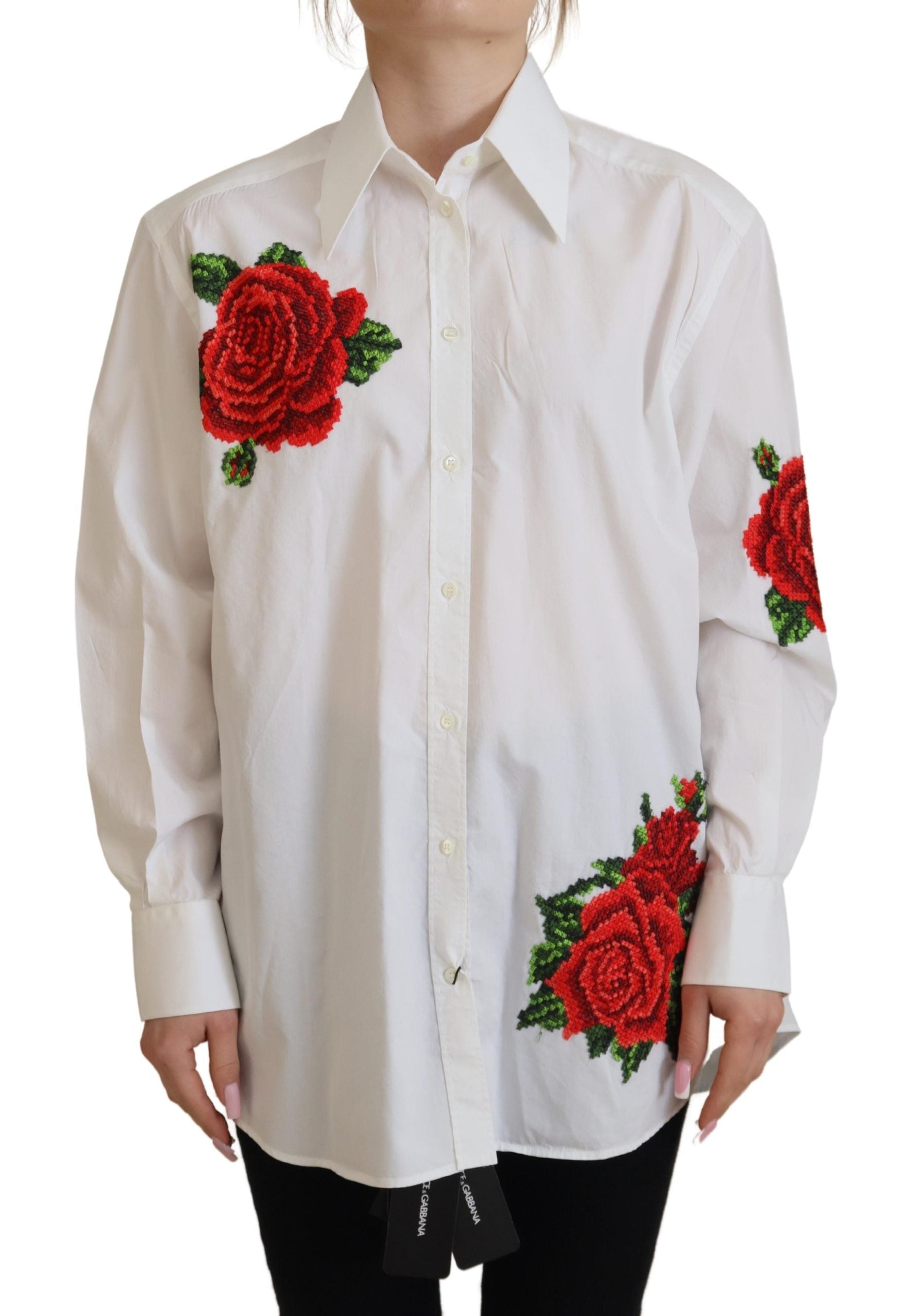 Dolce & Gabbana Elegant Floral Embroidered Silk Blend Women's Shirt