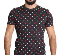 Dolce & Gabbana Dark Gray Hearts Print Cotton Men Men's T-shirt1