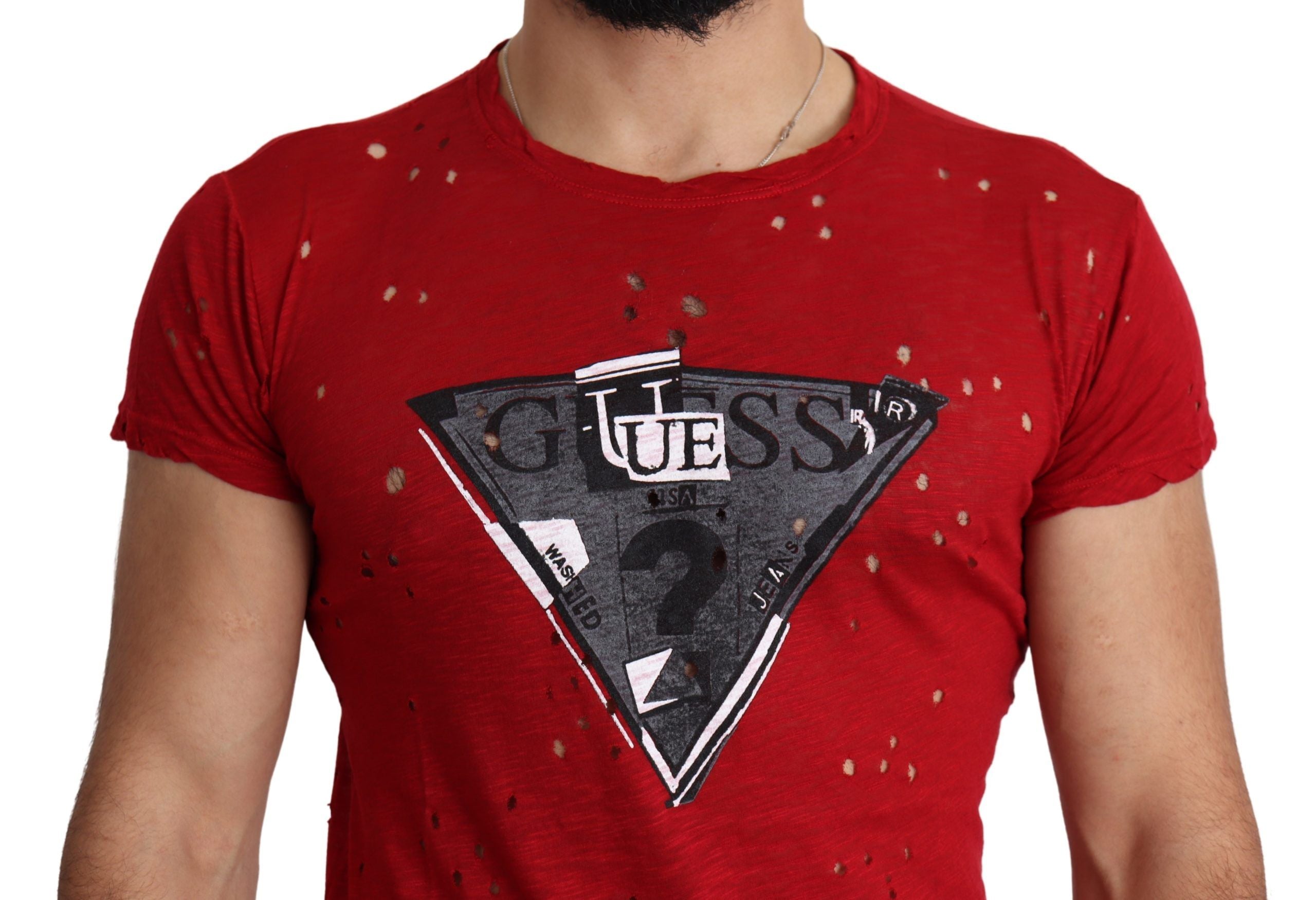 Guess Radiant Red Cotton Tee Perfect For Everyday Men's Style