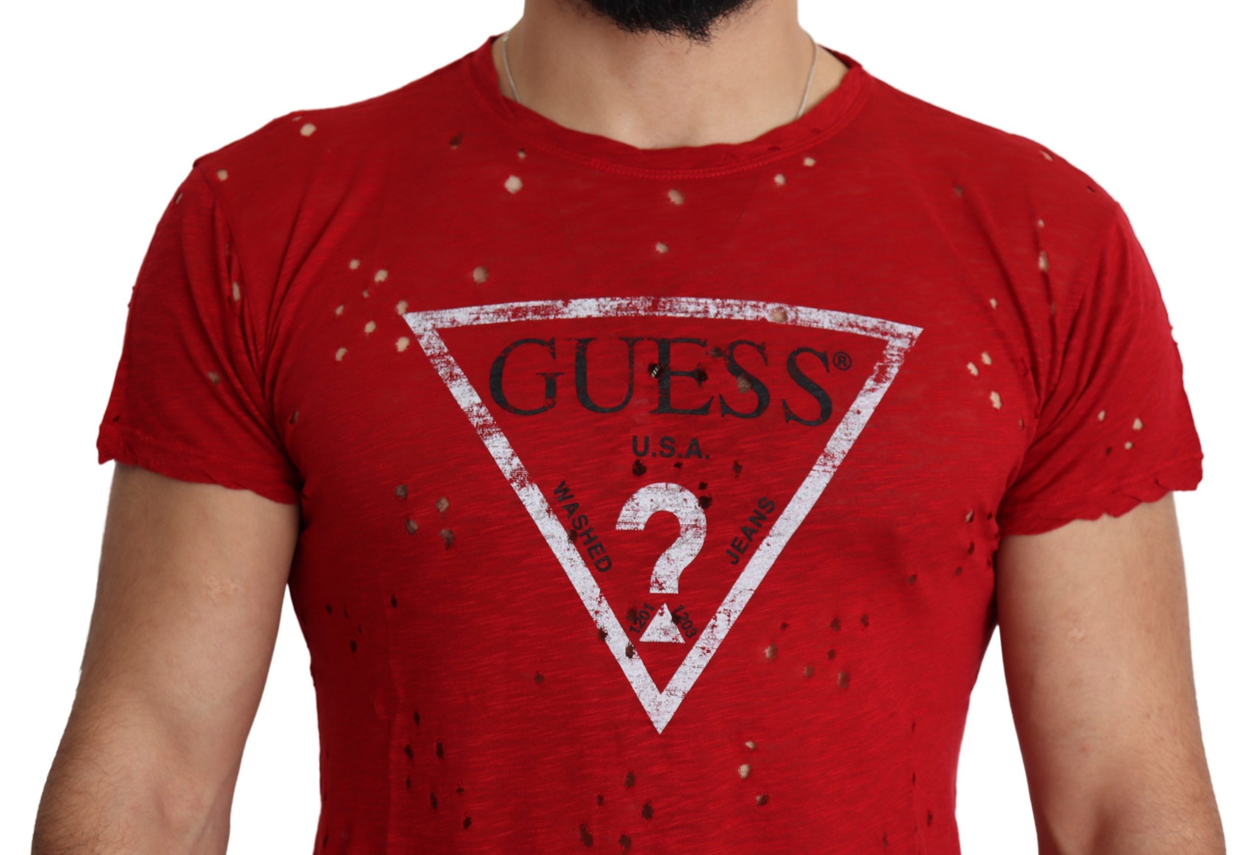 Guess Radiant Red Cotton Stretch Men's T-Shirt