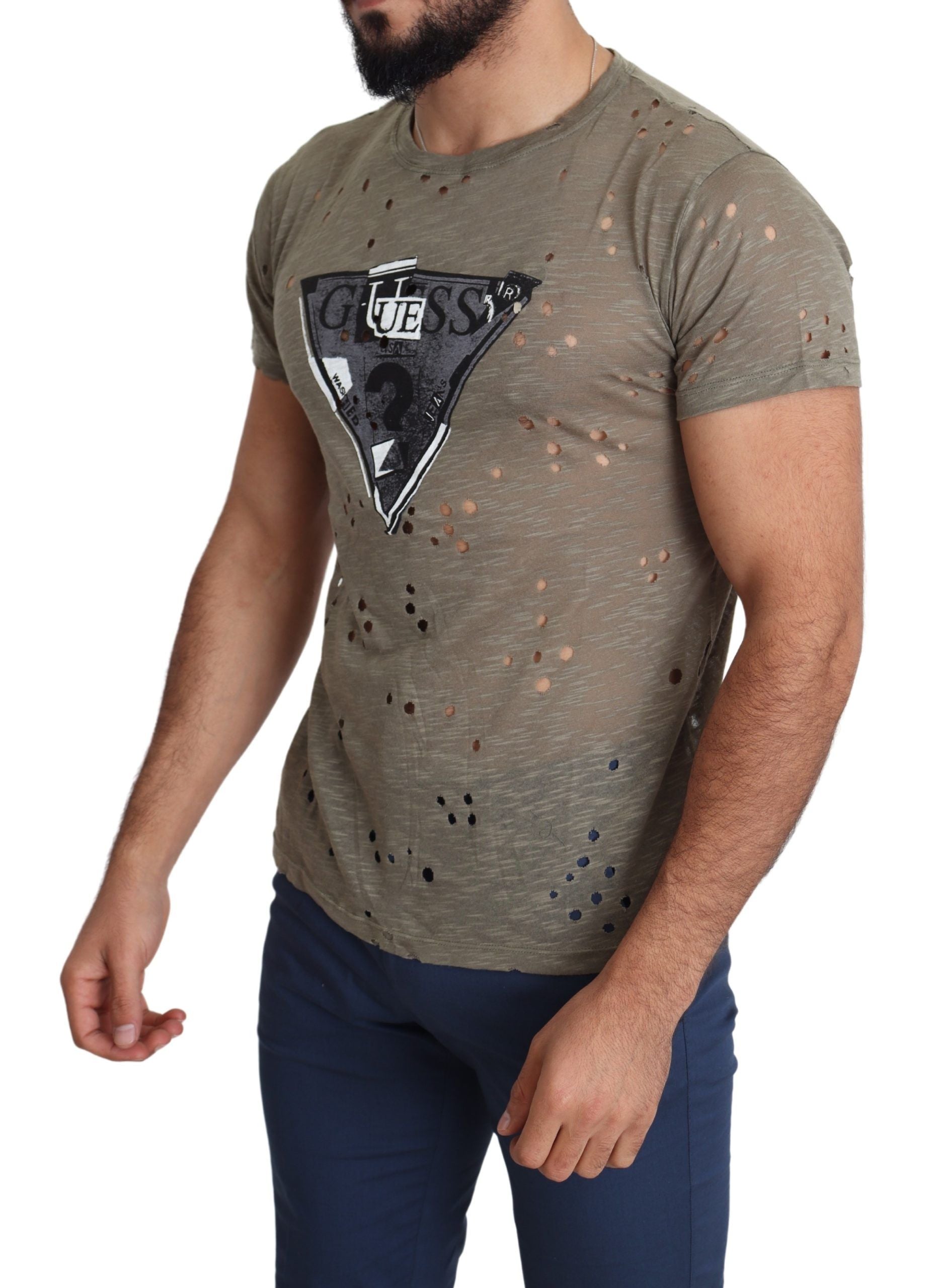 Guess Chic Brown Cotton Stretch Men's T-Shirt